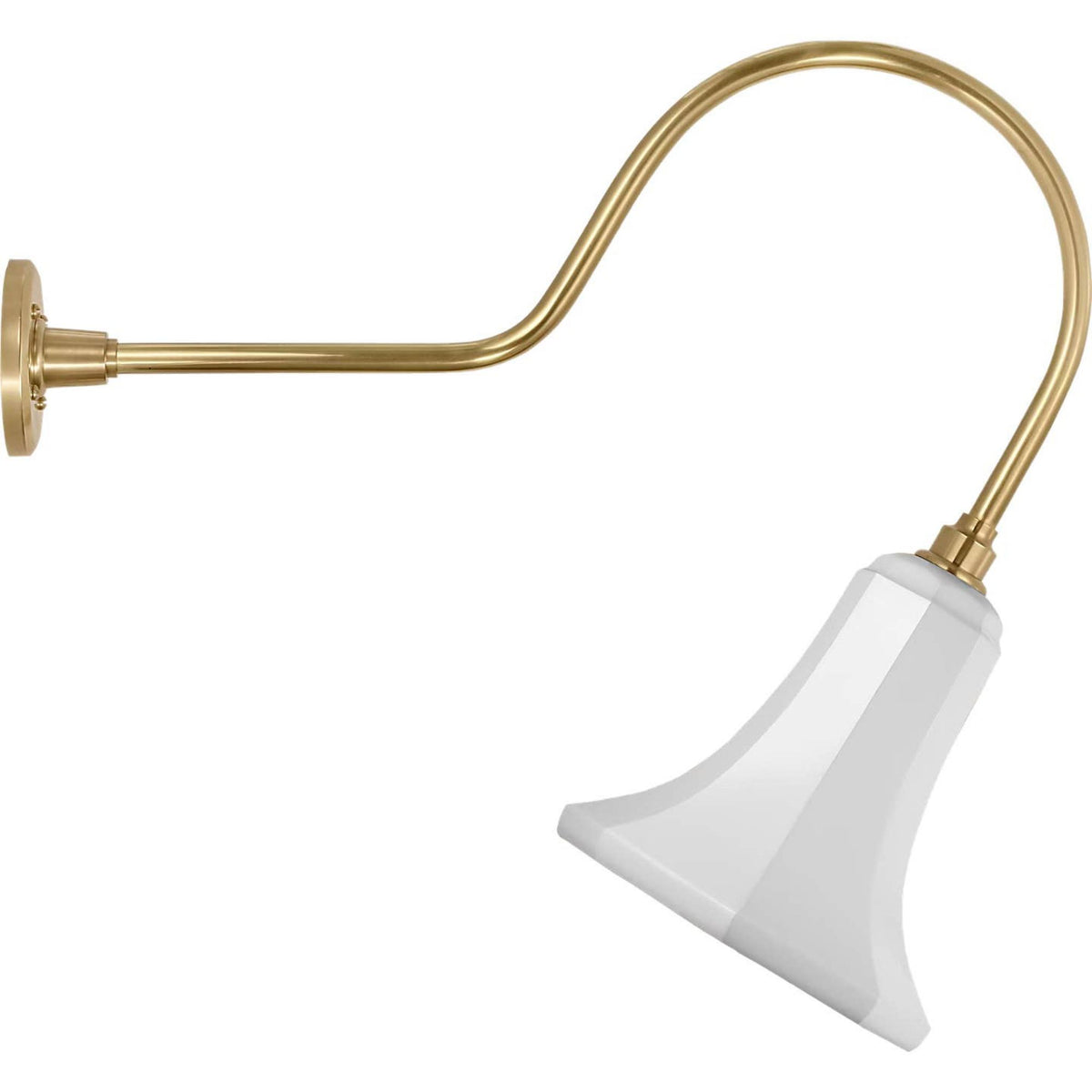 Thomas O'Brien Academy 26" Angled Flynn Barn Light in Hand-Rubbed Antique Brass with 9.25" White Savannah Shade W9.25" x H24.25" x E26"