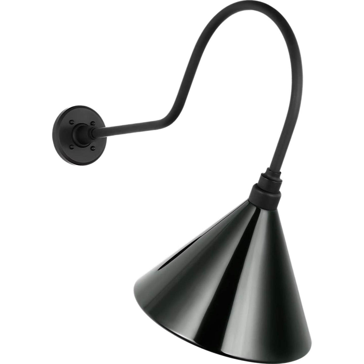 Thomas O'Brien Academy 26" Angled Flynn Barn Light in Matte Black with 12.5" Green Conical Savannah Shade W12.5" x H24.25" x E26"