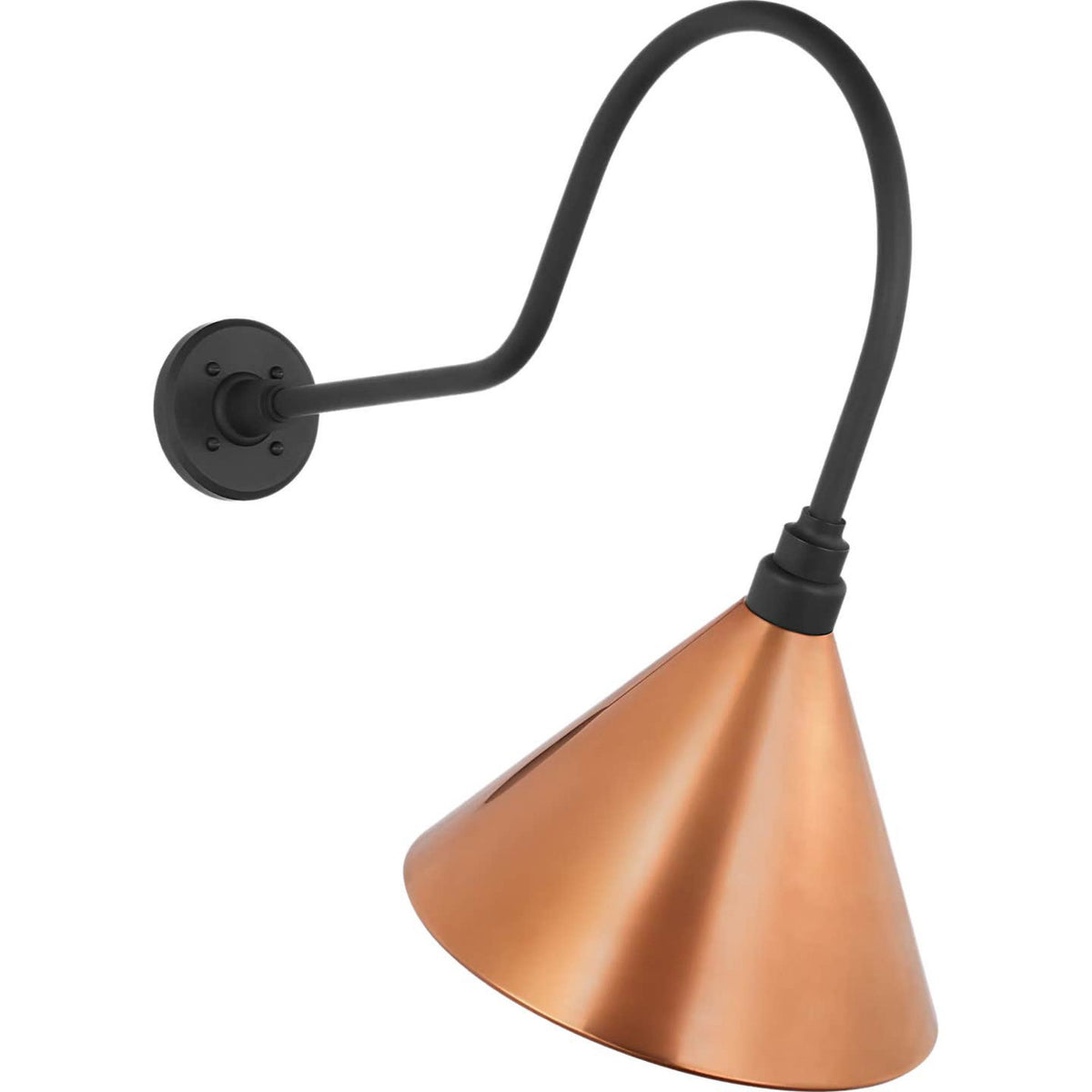 Thomas O'Brien Academy 26" Angled Flynn Barn Light in Matte Black with 12.5" Soft Copper Conical Savannah Shade W12.5" x H24.25" x E26"