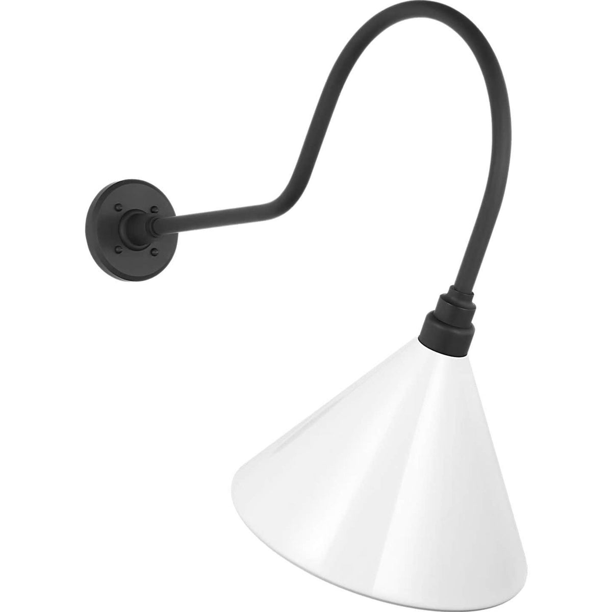 Thomas O'Brien Academy 26" Angled Flynn Barn Light in Matte Black with 12.5" White Conical Savannah Shade W12.5" x H24.25" x E26"