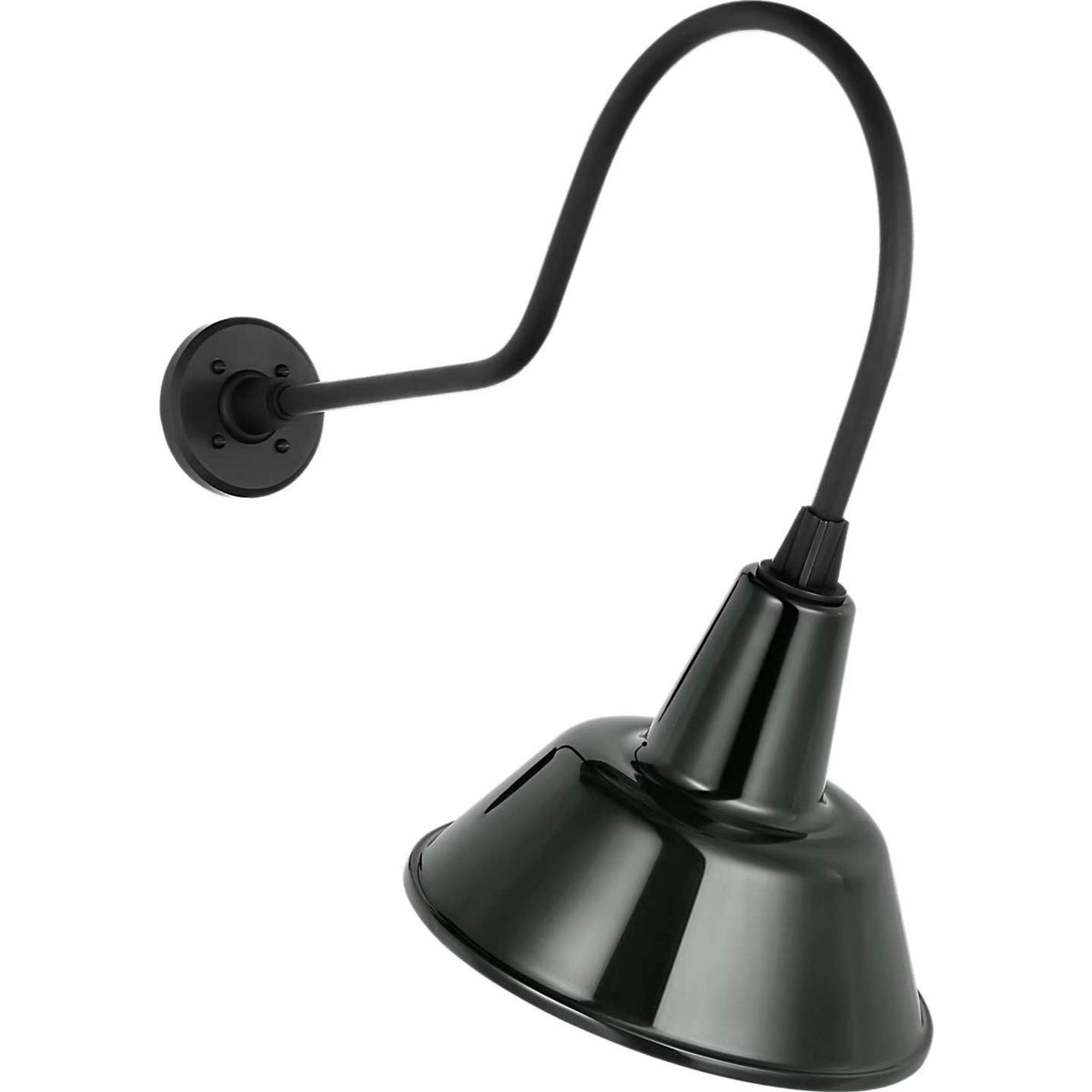 Thomas O'Brien Academy 26" Angled Flynn Barn Light in Matte Black with 12.5" Green Bowers Shade W12.5" x H24" x E26"