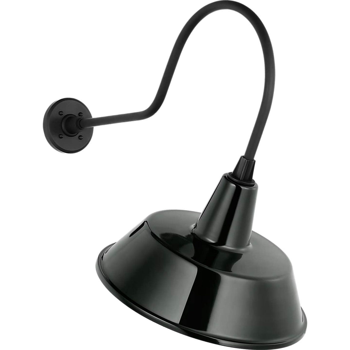 Thomas O'Brien Academy 26" Angled Flynn Barn Light in Matte Black with 16" Green Bowers Shade W16" x H25" x E26"