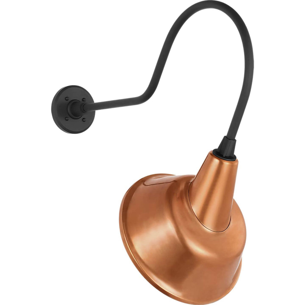 Thomas O'Brien Academy 26" Angled Flynn Barn Light in Matte Black with 12.5" Soft Copper Tilted Bowers Shade W12.5" x H25.25" x E26"