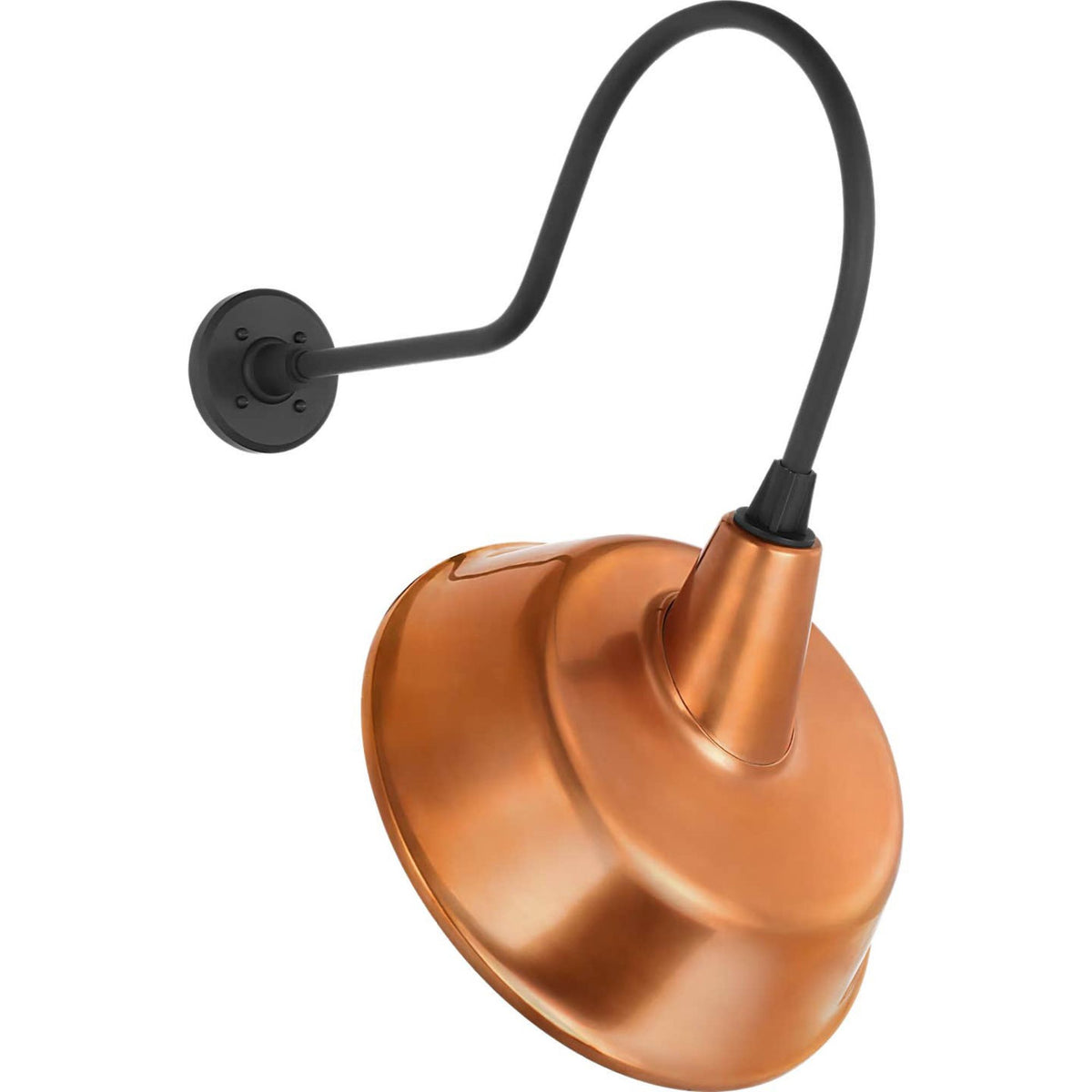 Thomas O'Brien Academy 26" Angled Flynn Barn Light in Matte Black with 16" Soft Copper Tilted Bowers Shade W16" x H26.75" x E26"