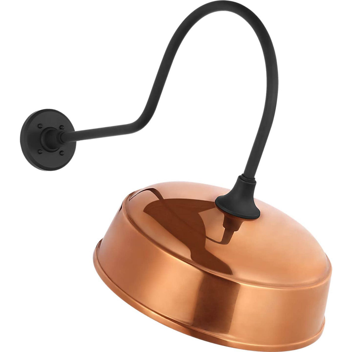 Thomas O'Brien Academy 26" Angled Flynn Barn Light in Matte Black with 16" Soft Copper Rockhouse Shade W16" x H22.75" x E27.25"