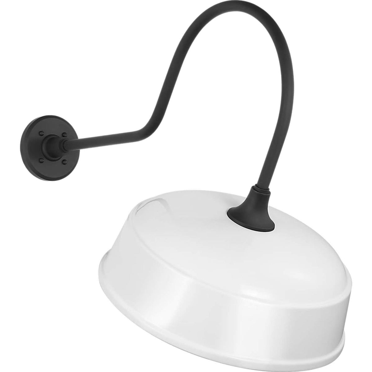 Thomas O'Brien Academy 26" Angled Flynn Barn Light in Matte Black with 16" White Rockhouse Shade W16" x H22.75" x E27.25"