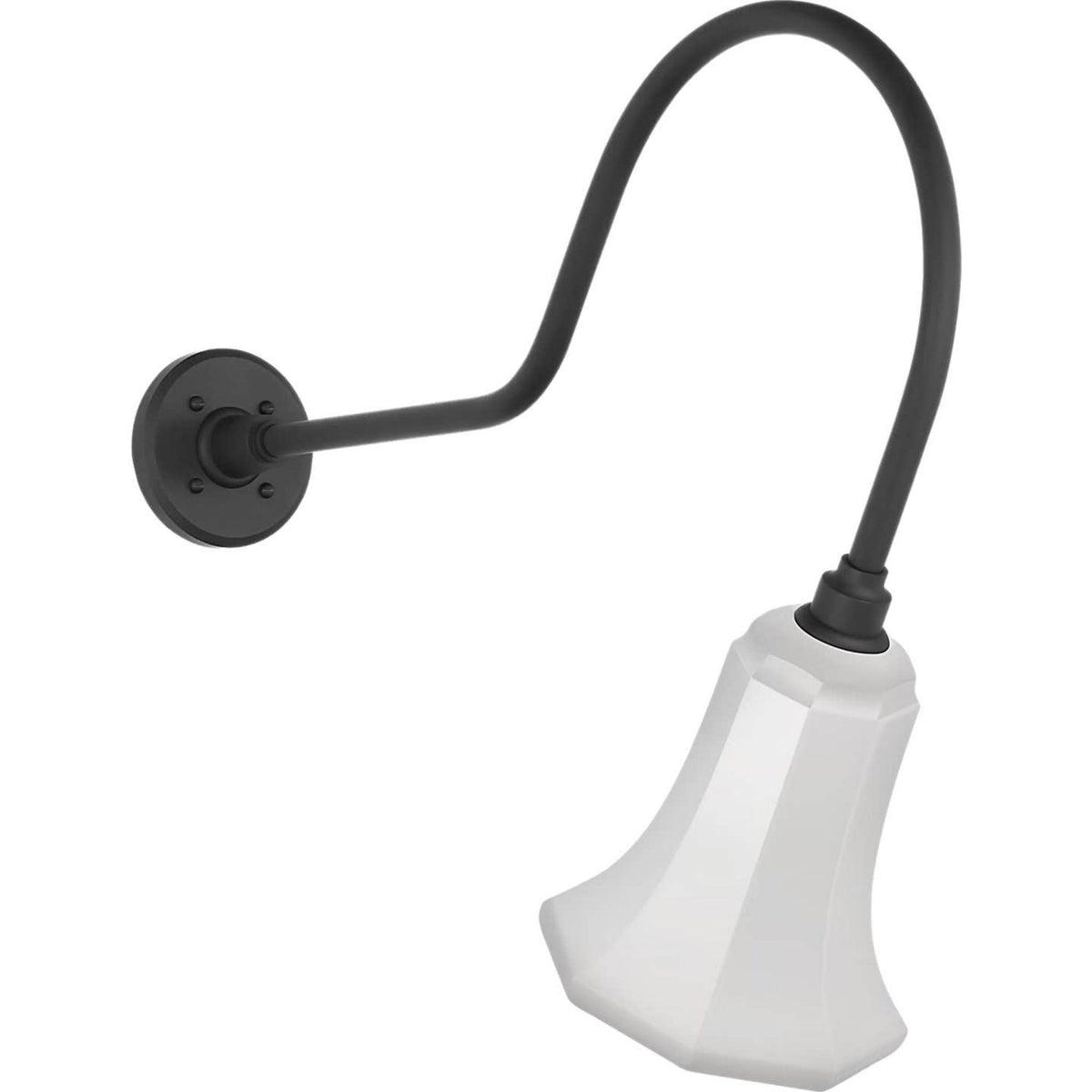 Thomas O'Brien Academy 26" Angled Flynn Barn Light in Matte Black with 7.5" White Savannah Shade W7.5" x H22.25" x E26"