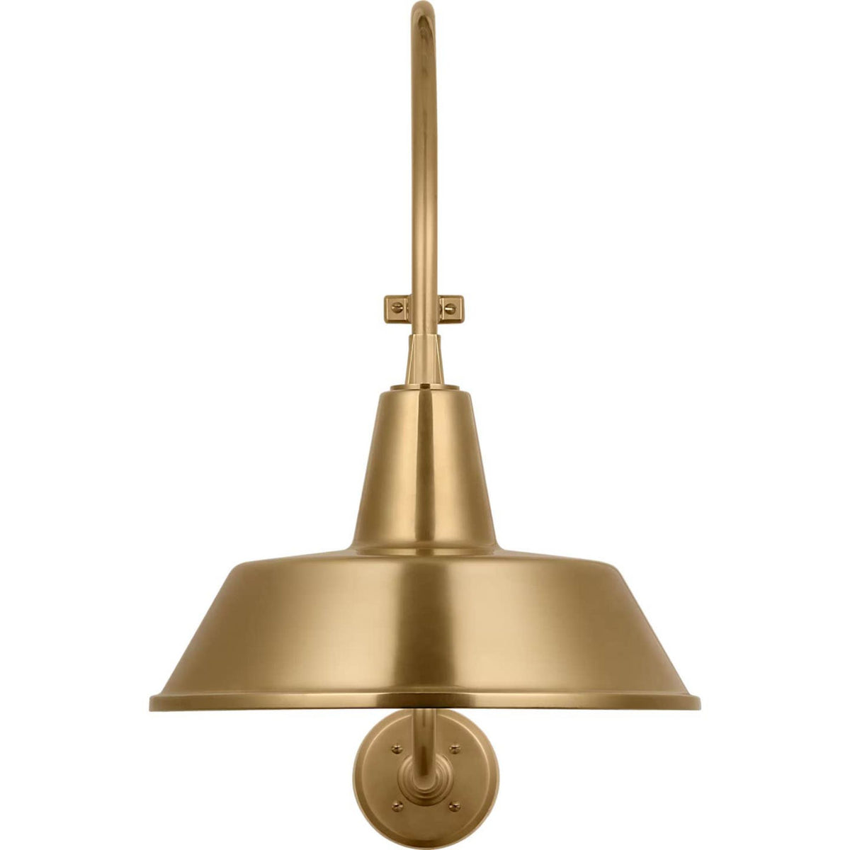 Thomas O'Brien Academy 15" Larrabee Barn Light in Hand-Rubbed Antique Brass with 16" Bowers Shade W16" x H24" x E22.75"