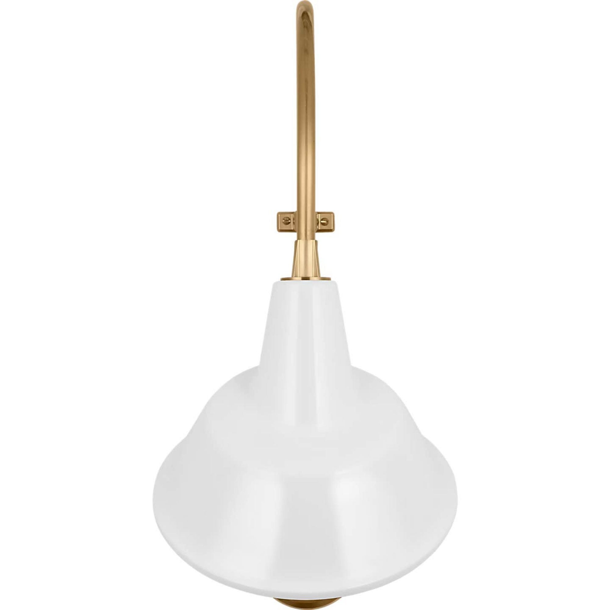 Thomas O'Brien Academy 15" Larrabee Barn Light in Hand-Rubbed Antique Brass with 12.5" White Tilted Bowers Shade W12.5" x H24" x E18.25"