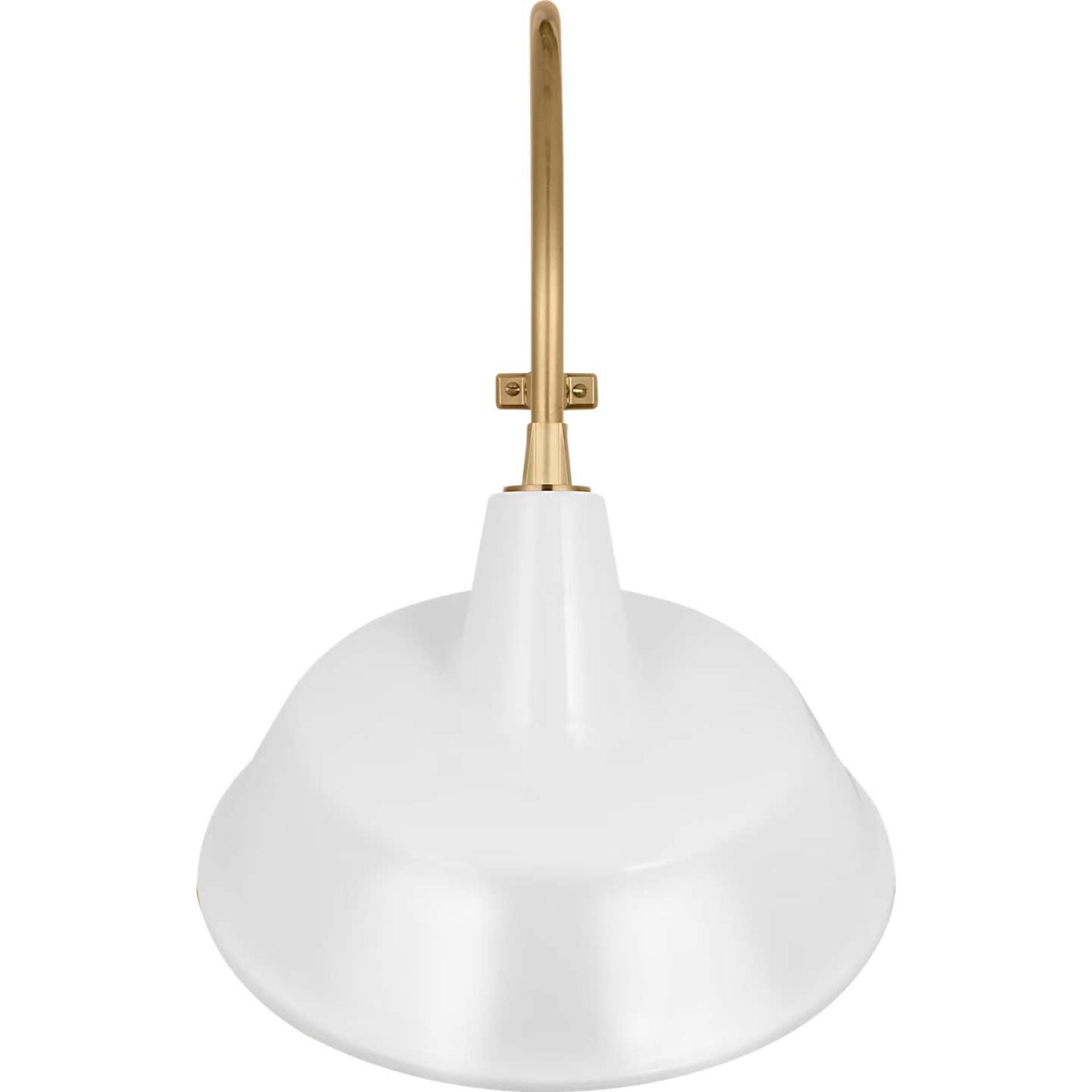 Thomas O'Brien Academy 15" Larrabee Barn Light in Hand-Rubbed Antique Brass with 16" White Tilted Bowers Shade W16" x H24.25" x E19.75"