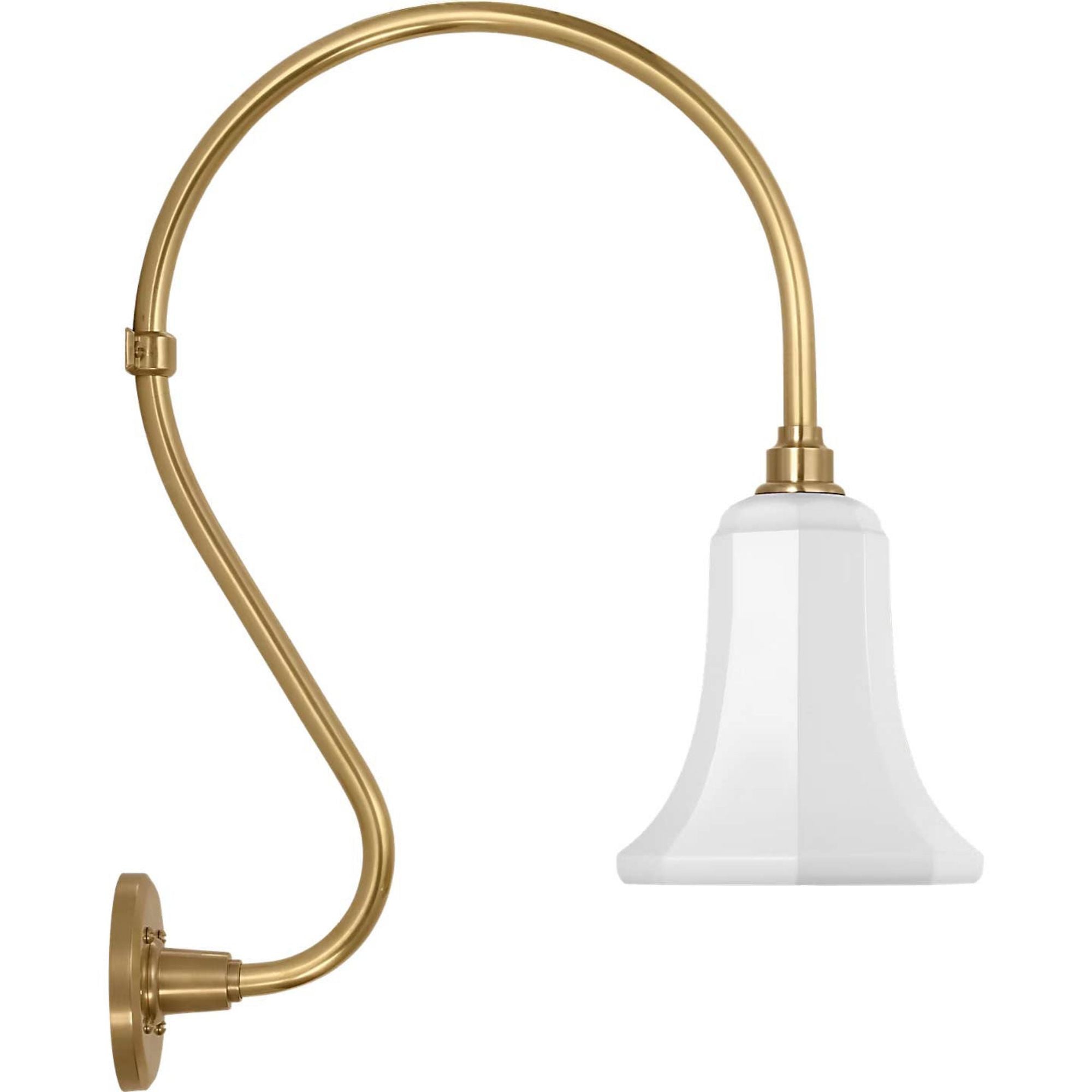 Thomas O'Brien Academy 15" Larrabee Barn Light in Hand-Rubbed Antique Brass with 7.5" White Savannah Shade W7.5" x H24" x E18.25"