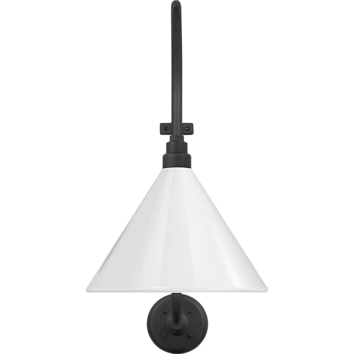 Thomas O'Brien Academy 15" Larrabee Barn Light in Matte Black with 12.5" White Conical Savannah Shade W12.5" x H24" x E21"