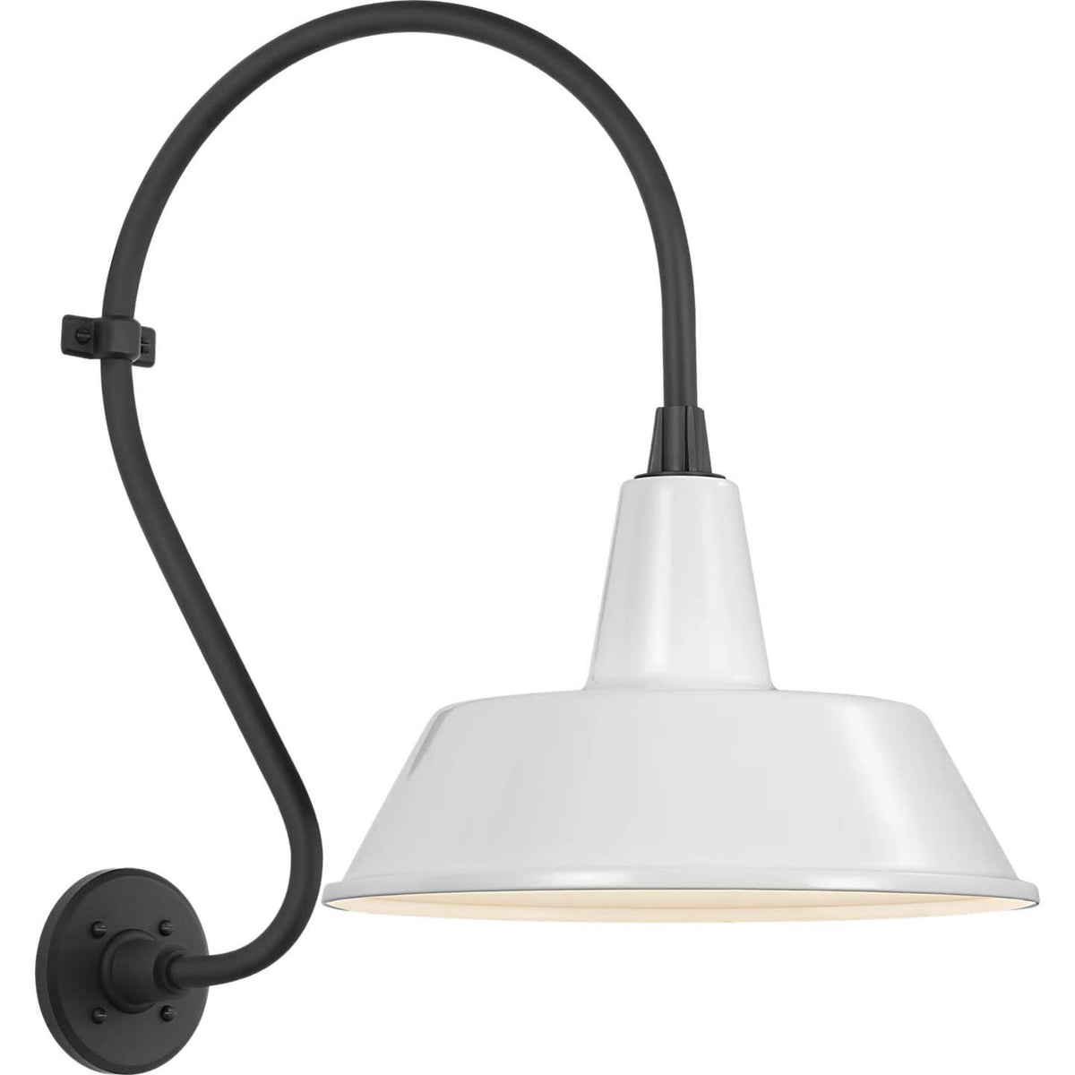 Thomas O'Brien Academy 15" Larrabee Barn Light in Matte Black with 16" White Bowers Shade W16" x H24" x E22.75"