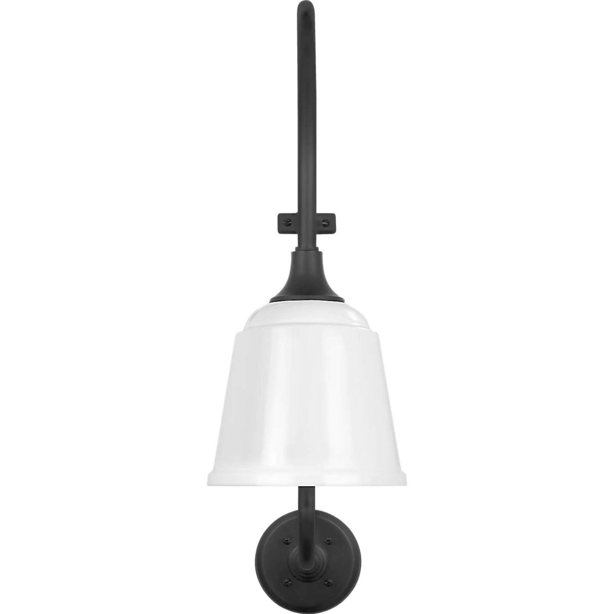 Thomas O'Brien Academy 15" Larrabee Barn Light in Matte Black with 8" White Rockhouse Shade W8" x H24" x E18.5"
