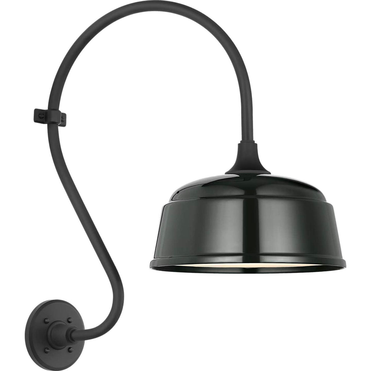 Thomas O'Brien Academy 15" Larrabee Barn Light in Matte Black with 12.5" Green Rockhouse Shade W12.5" x H24" x E21"