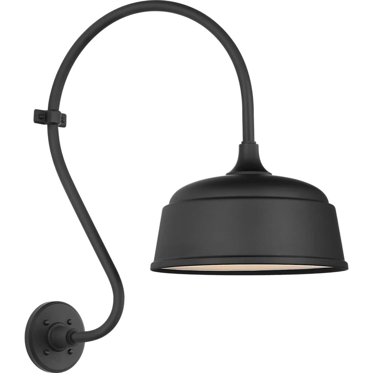 Thomas O'Brien Academy 15" Larrabee Barn Light in Matte Black with 12.5" Rockhouse Shade W12.5" x H24" x E21"