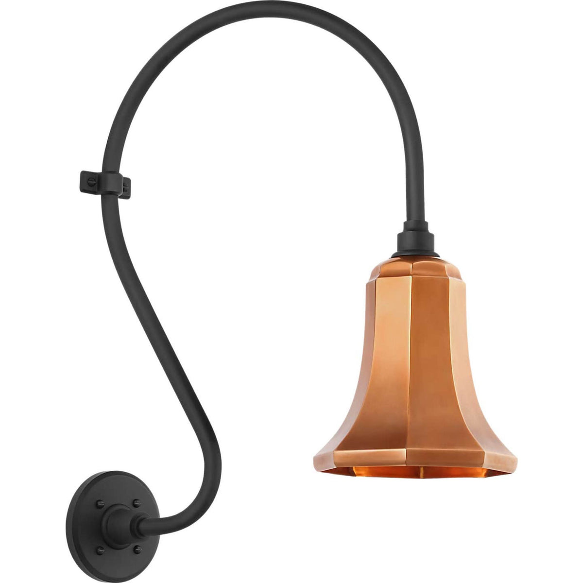 Thomas O'Brien Academy 15" Larrabee Barn Light in Matte Black with 7.5" Soft Copper Savannah Shade W7.5" x H24" x E18.25"