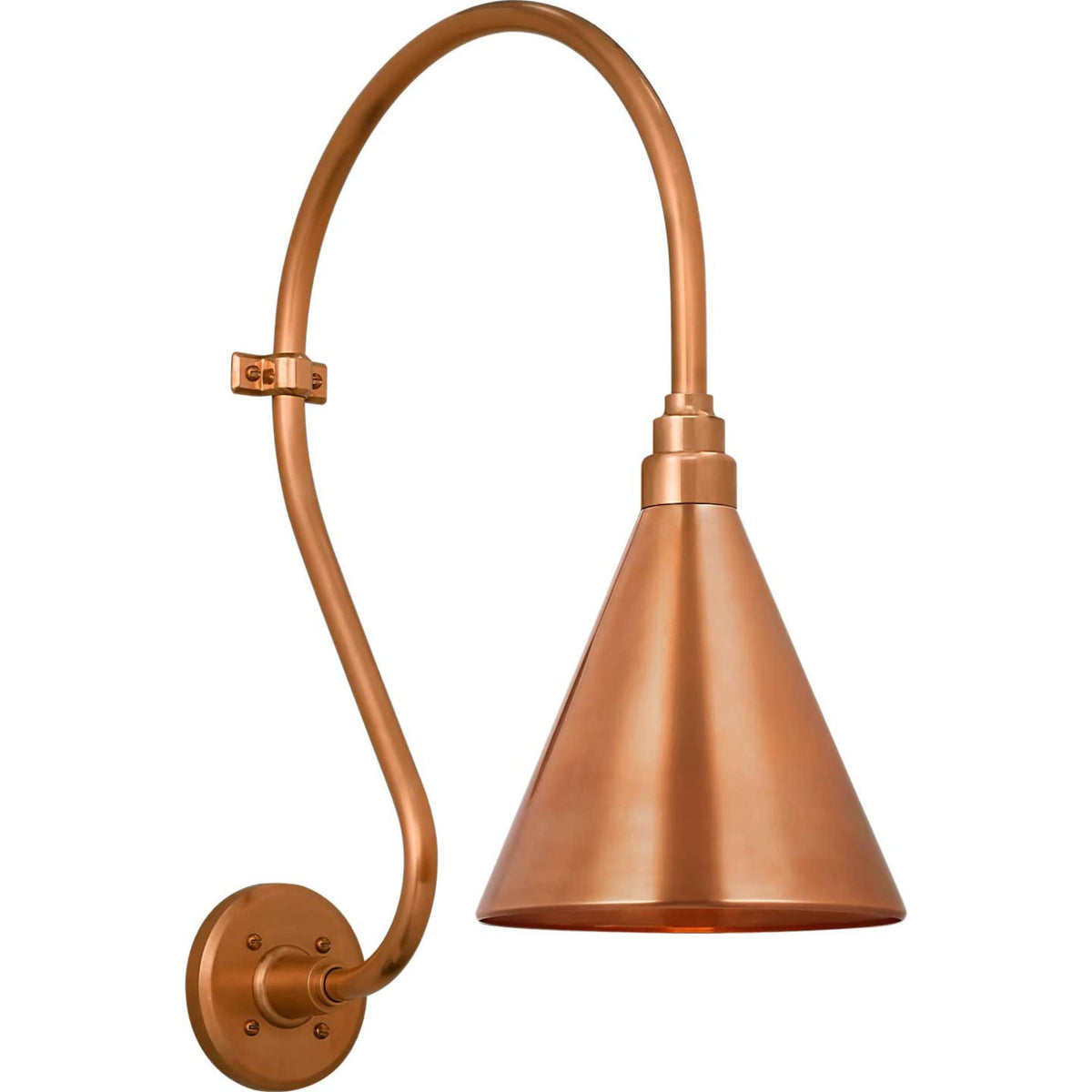 Thomas O'Brien Academy 15" Larrabee Barn Light in Soft Copper with 9" Conical Savannah Shade W9" x H24" x E19.25"