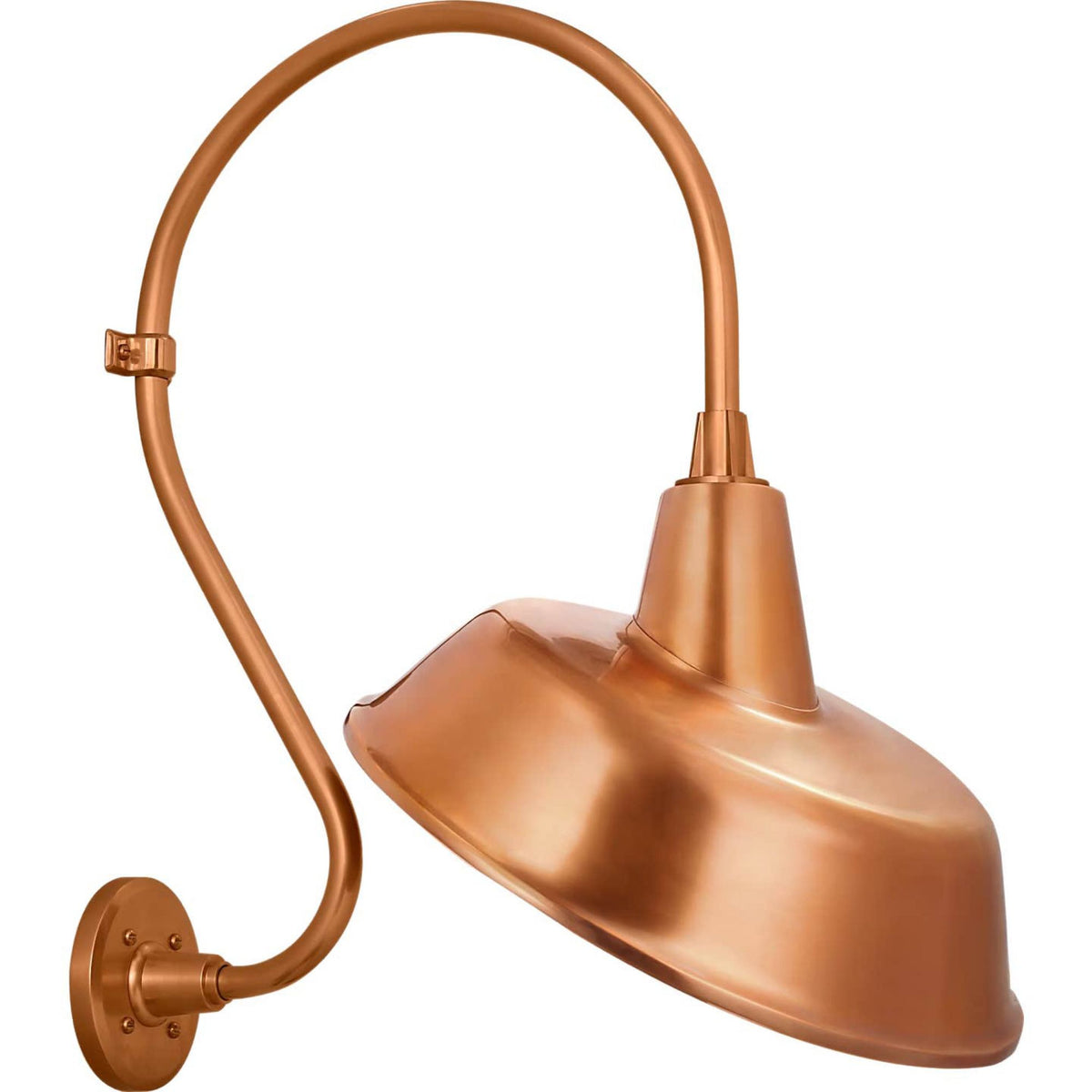 Thomas O'Brien Academy 15" Larrabee Barn Light in Soft Copper with 16" Tilted Bowers Shade W16" x H24.25" x E19.75"