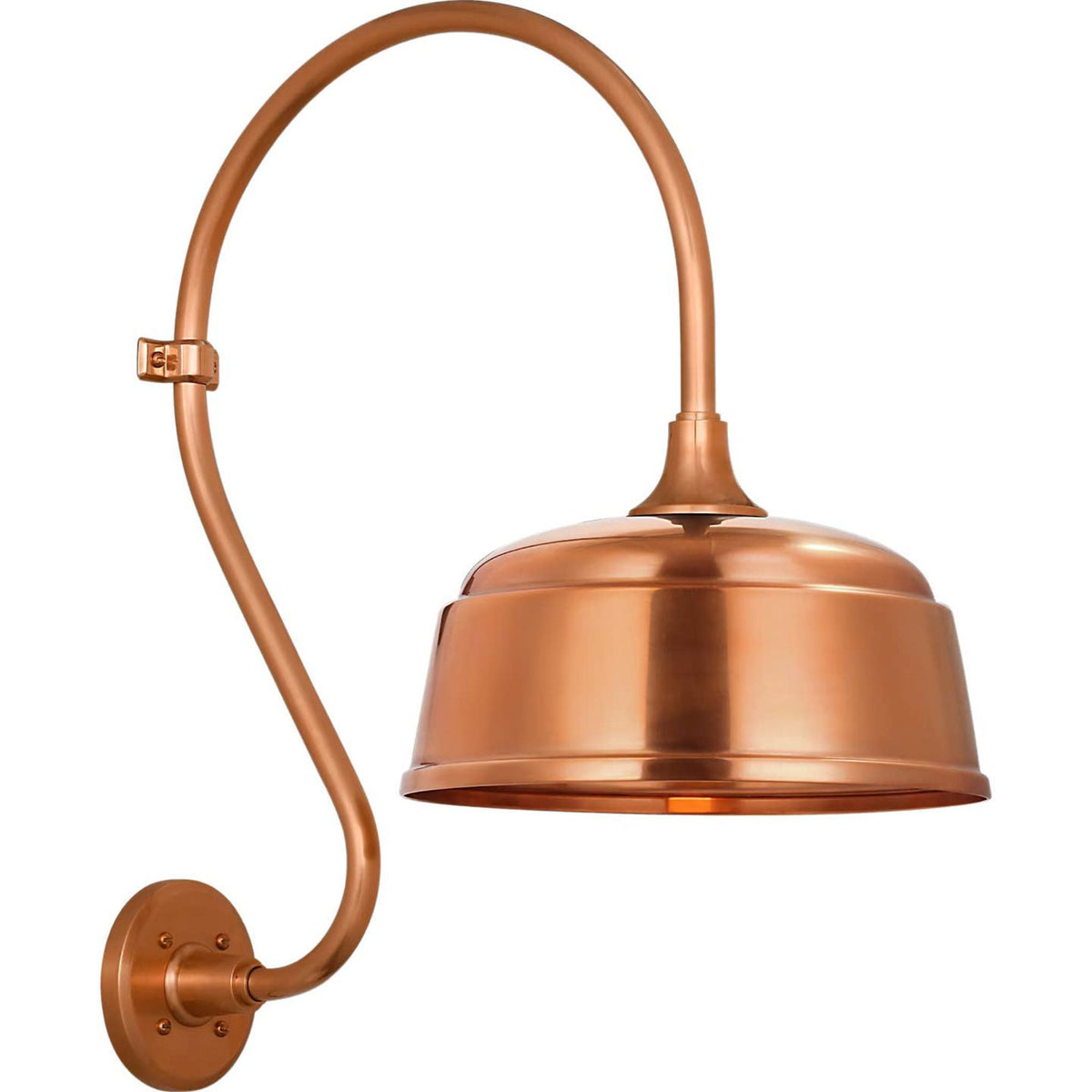 Thomas O'Brien Academy 15" Larrabee Barn Light in Soft Copper with 12.5" Rockhouse Shade W12.5" x H24" x E21"