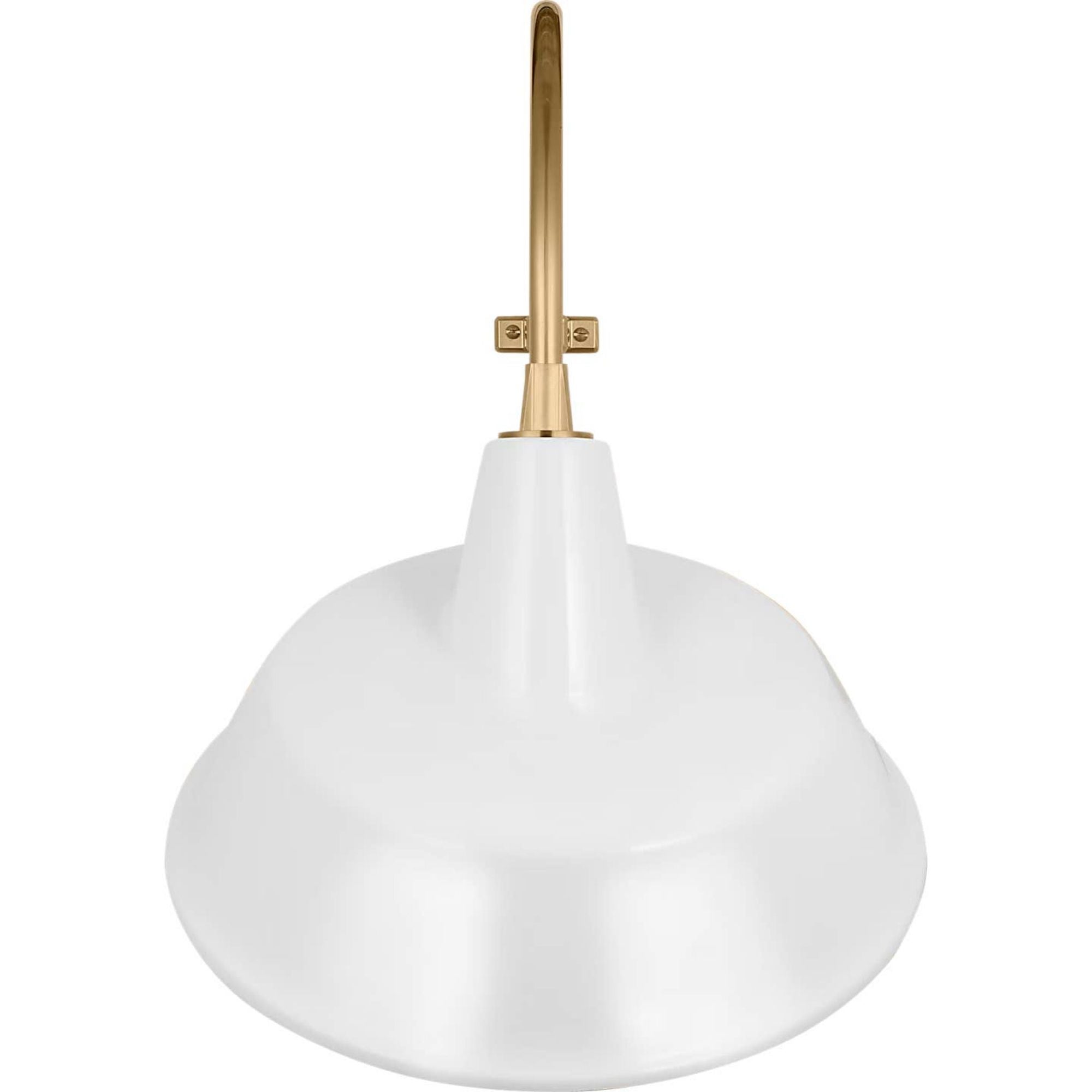 Thomas O'Brien Academy 18" Larrabee Barn Light in Hand-Rubbed Antique Brass with 16" White Tilted Bowers Shade W16" x H27" x E22.75"