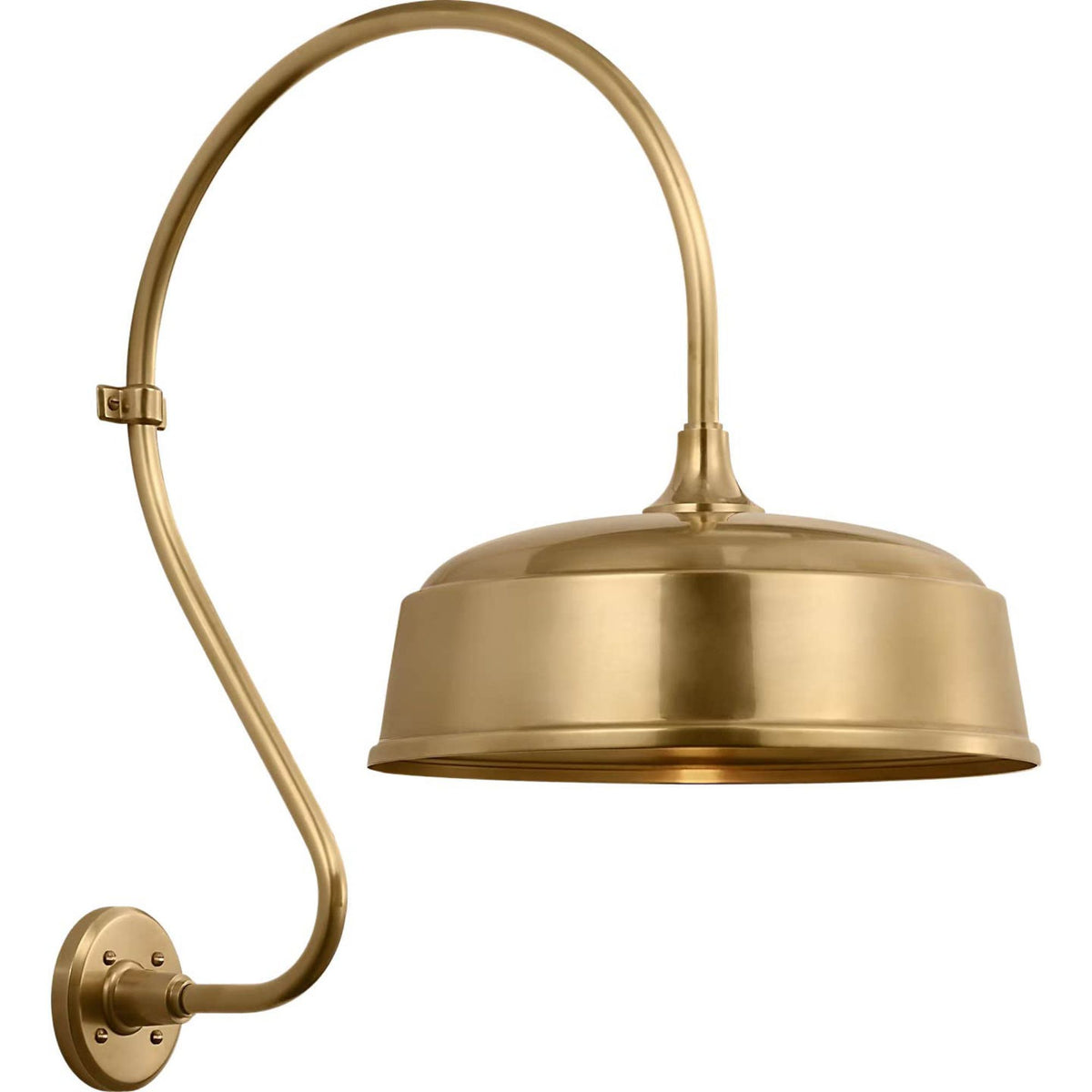 Thomas O'Brien Academy 18" Larrabee Barn Light in Hand-Rubbed Antique Brass with 16" Rockhouse Shade W16" x H27" x E25.5"