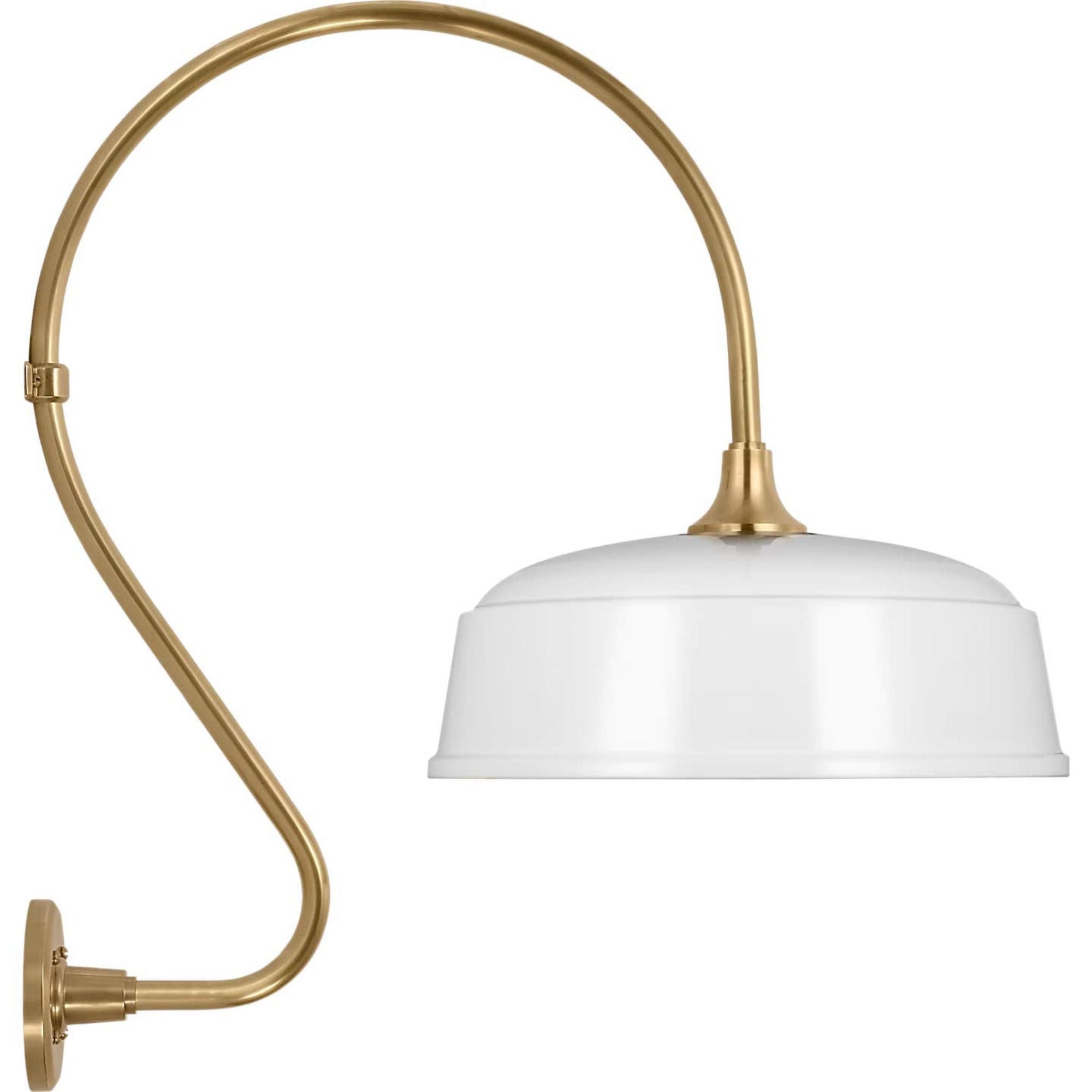 Thomas O'Brien Academy 18" Larrabee Barn Light in Hand-Rubbed Antique Brass with 16" White Rockhouse Shade W16" x H27" x E25.5"
