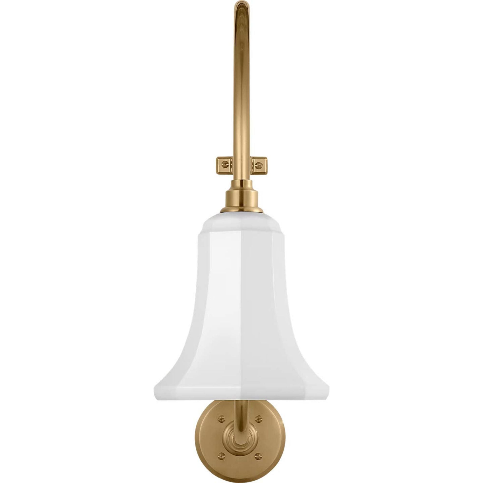 Thomas O'Brien Academy 18" Larrabee Barn Light in Hand-Rubbed Antique Brass with 7.5" White Savannah Shade W7.5" x H27" x E21.25"