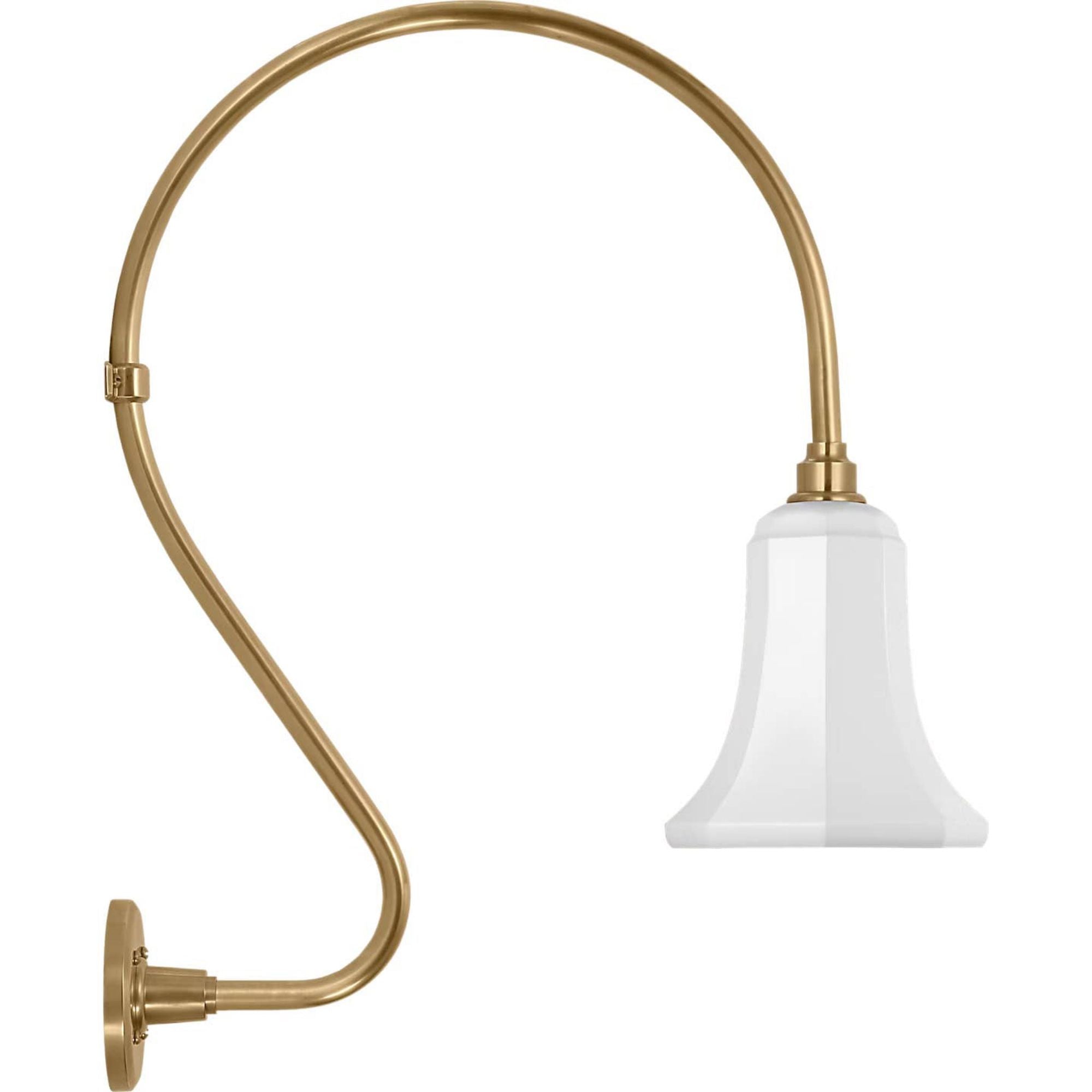 Thomas O'Brien Academy 18" Larrabee Barn Light in Hand-Rubbed Antique Brass with 7.5" White Savannah Shade W7.5" x H27" x E21.25"