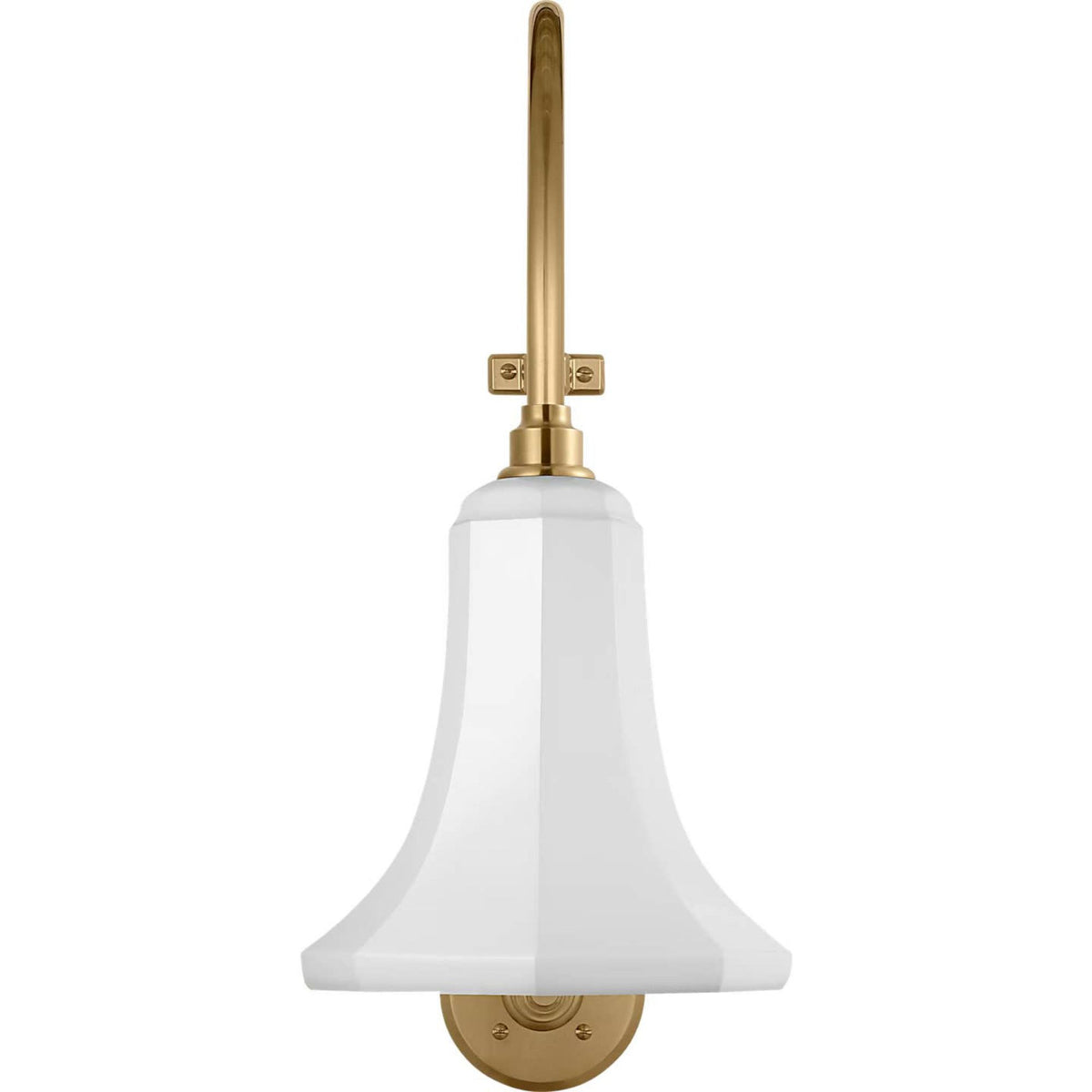 Thomas O'Brien Academy 18" Larrabee Barn Light in Hand-Rubbed Antique Brass with 9.25" White Savannah Shade W9.25" x H27" x E22.25"