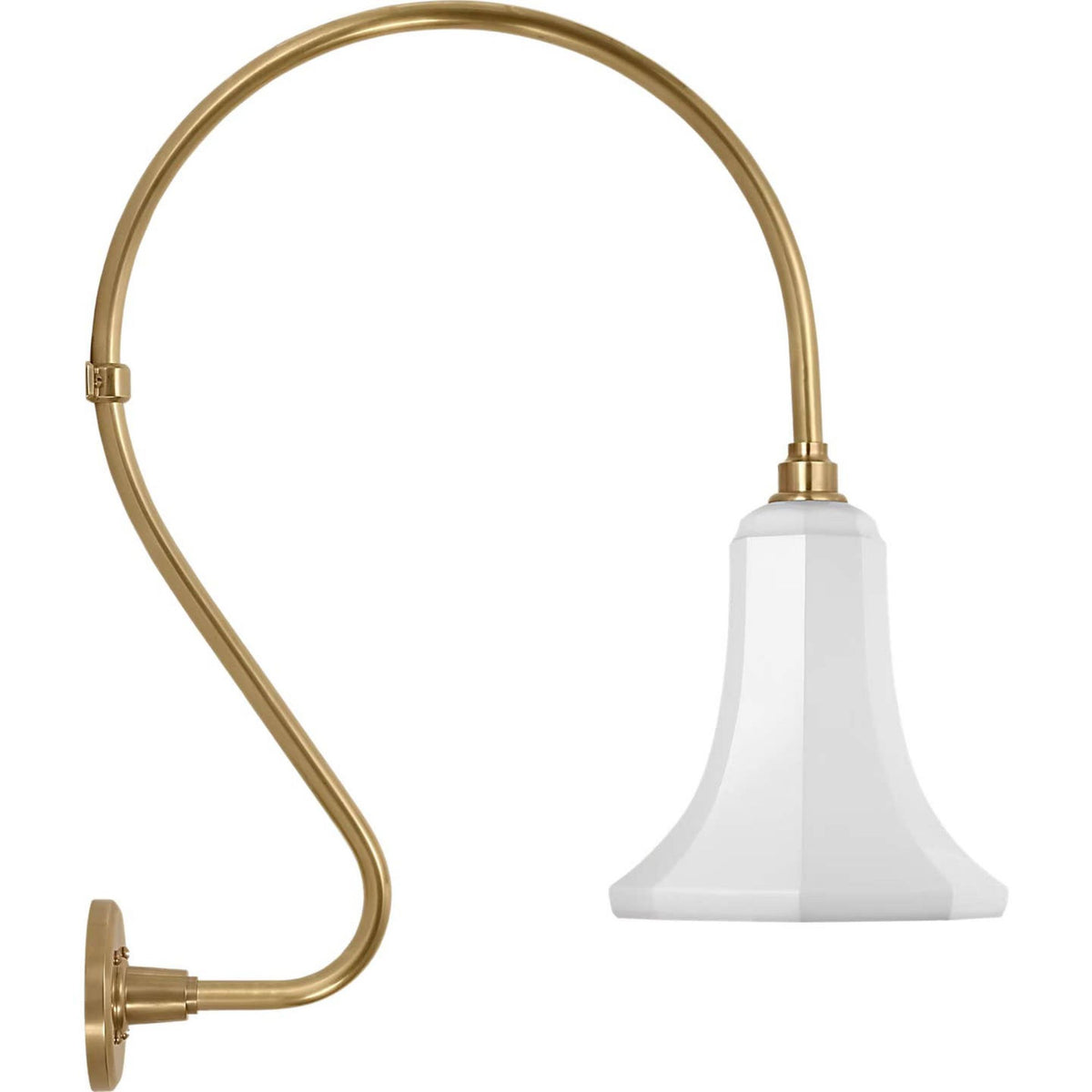 Thomas O'Brien Academy 18" Larrabee Barn Light in Hand-Rubbed Antique Brass with 9.25" White Savannah Shade W9.25" x H27" x E22.25"