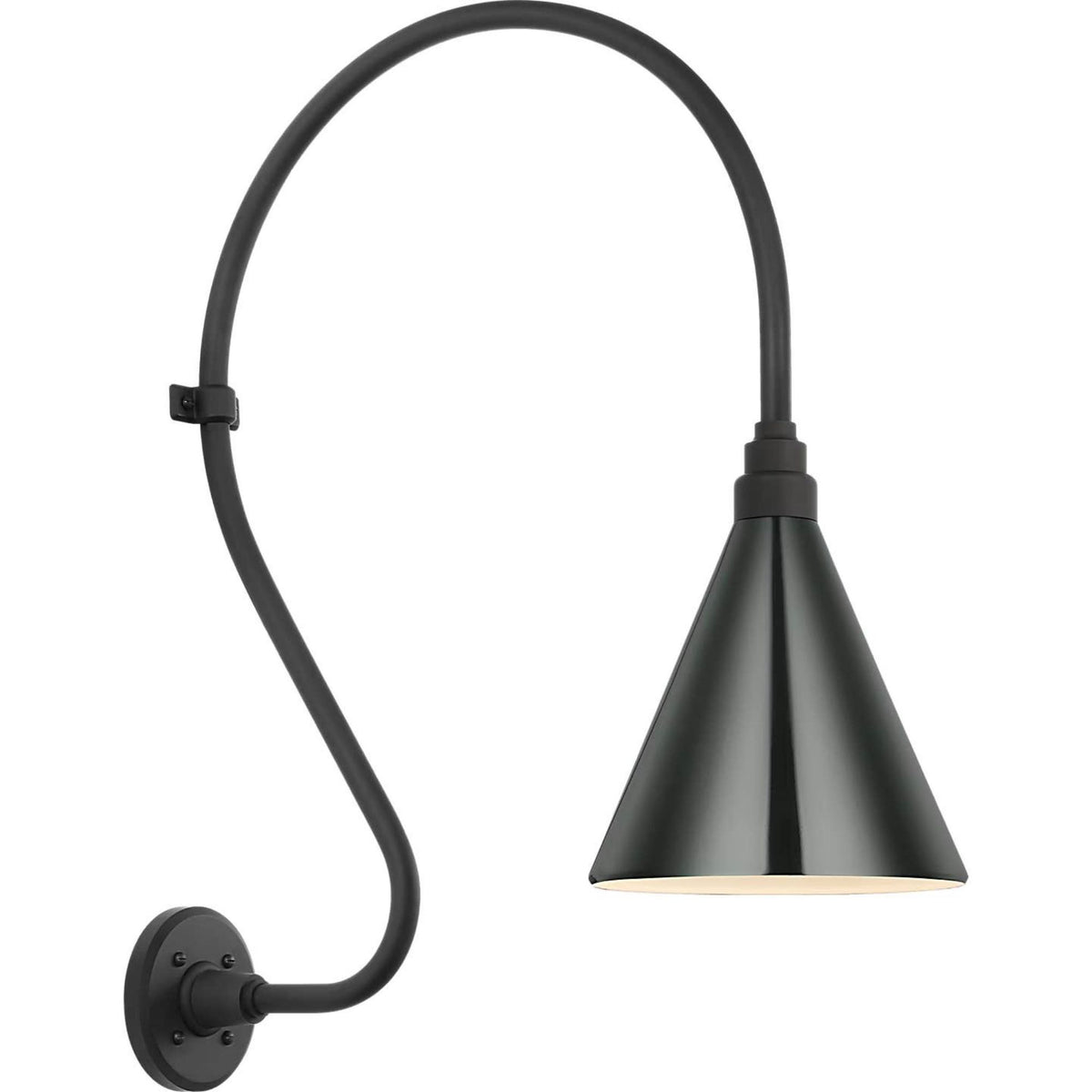 Thomas O'Brien Academy 18" Larrabee Barn Light in Matte Black with 9" Green Conical Savannah Shade W9" x H27" x E22.25"