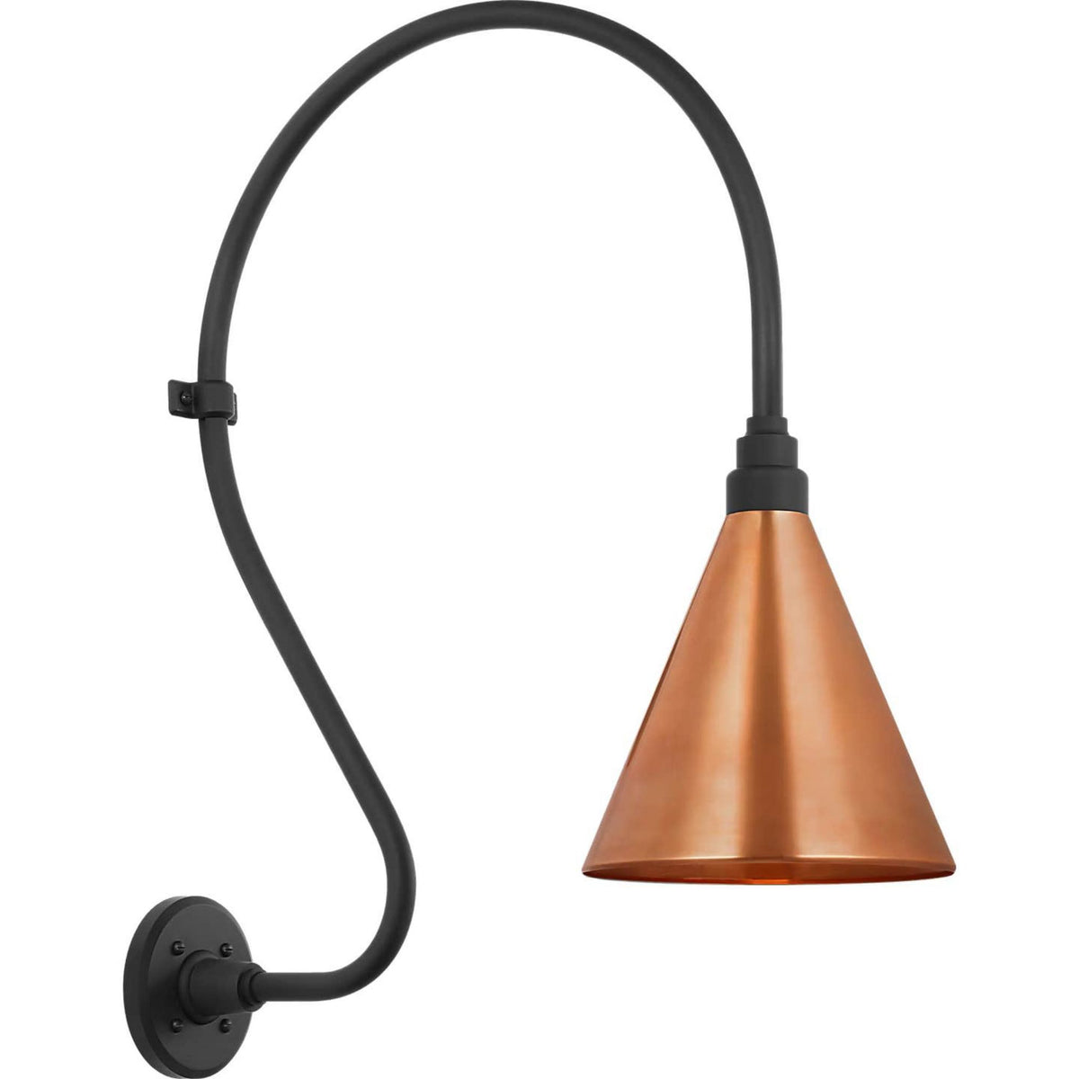 Thomas O'Brien Academy 18" Larrabee Barn Light in Matte Black with 9" Soft Copper Conical Savannah Shade W9" x H27" x E22.25"