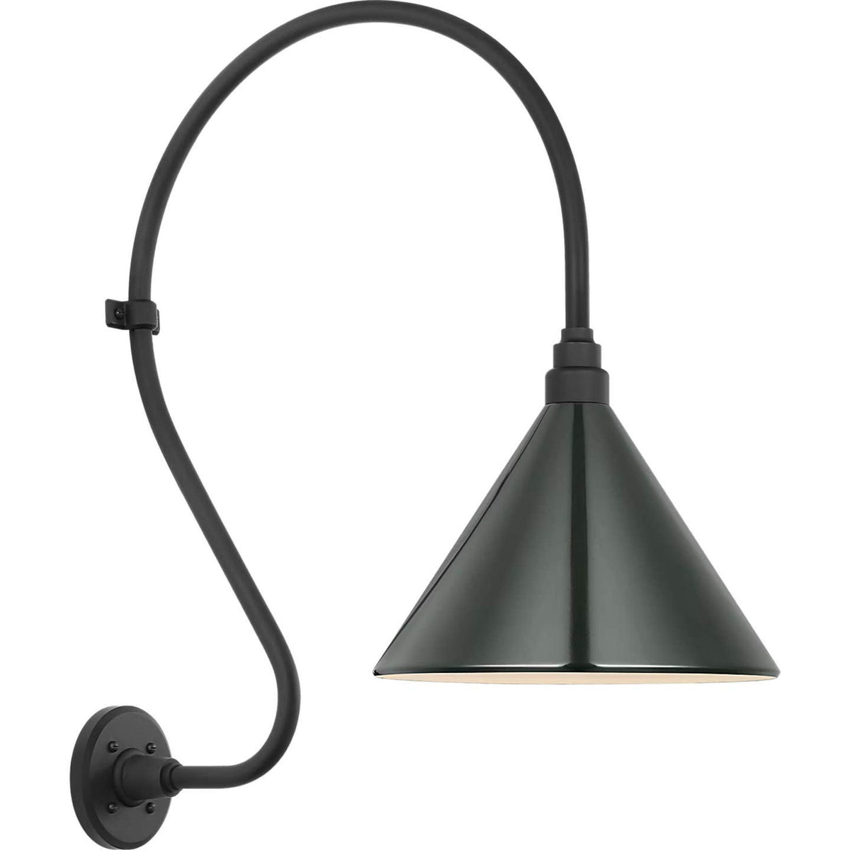 Thomas O'Brien Academy 18" Larrabee Barn Light in Matte Black with 12.5" Green Conical Savannah Shade W12.5" x H27" x E24"