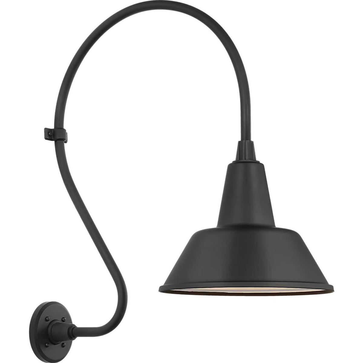 Thomas O'Brien Academy 18" Larrabee Barn Light in Matte Black with 12.5" Bowers Shade W12.5" x H27" x E24"