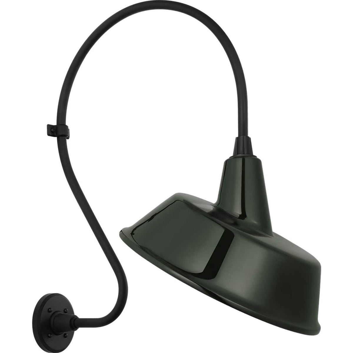 Thomas O'Brien Academy 18" Larrabee Barn Light in Matte Black with 16" Green Tilted Bowers Shade W16" x H27" x E22.75"