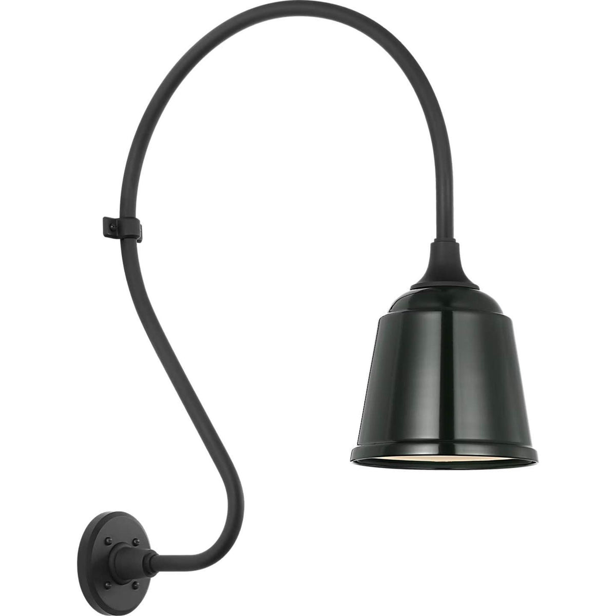 Thomas O'Brien Academy 18" Larrabee Barn Light in Matte Black with 8" Green Rockhouse Shade W8" x H27" x E21.5"