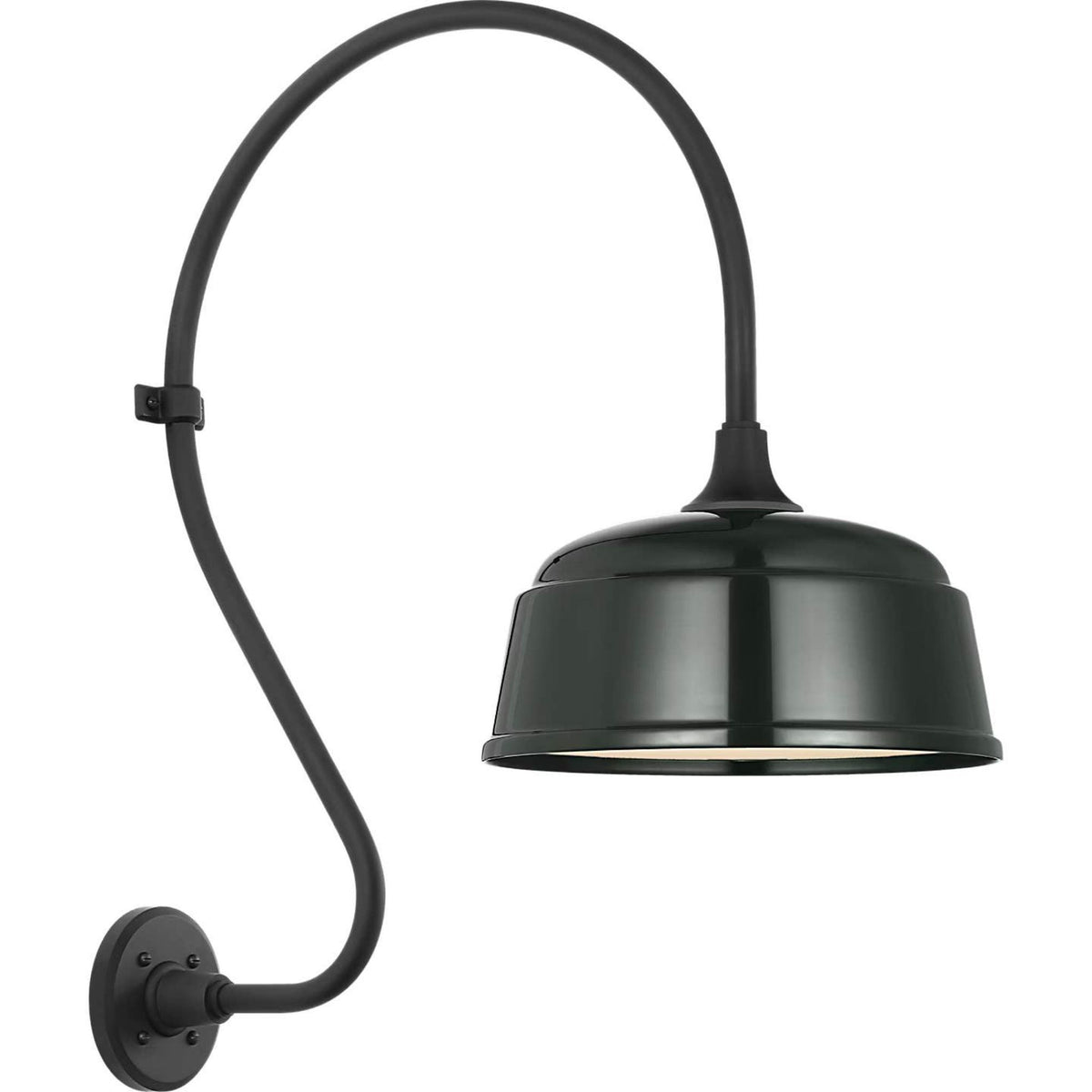 Thomas O'Brien Academy 18" Larrabee Barn Light in Matte Black with 12.5" Green Rockhouse Shade W12.5" x H27" x E23.75"