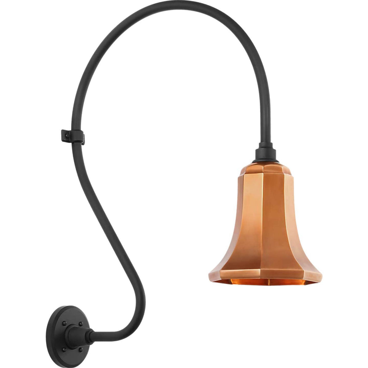Thomas O'Brien Academy 18" Larrabee Barn Light in Matte Black with 7.5" Soft Copper Savannah Shade W7.5" x H27" x E21.25"
