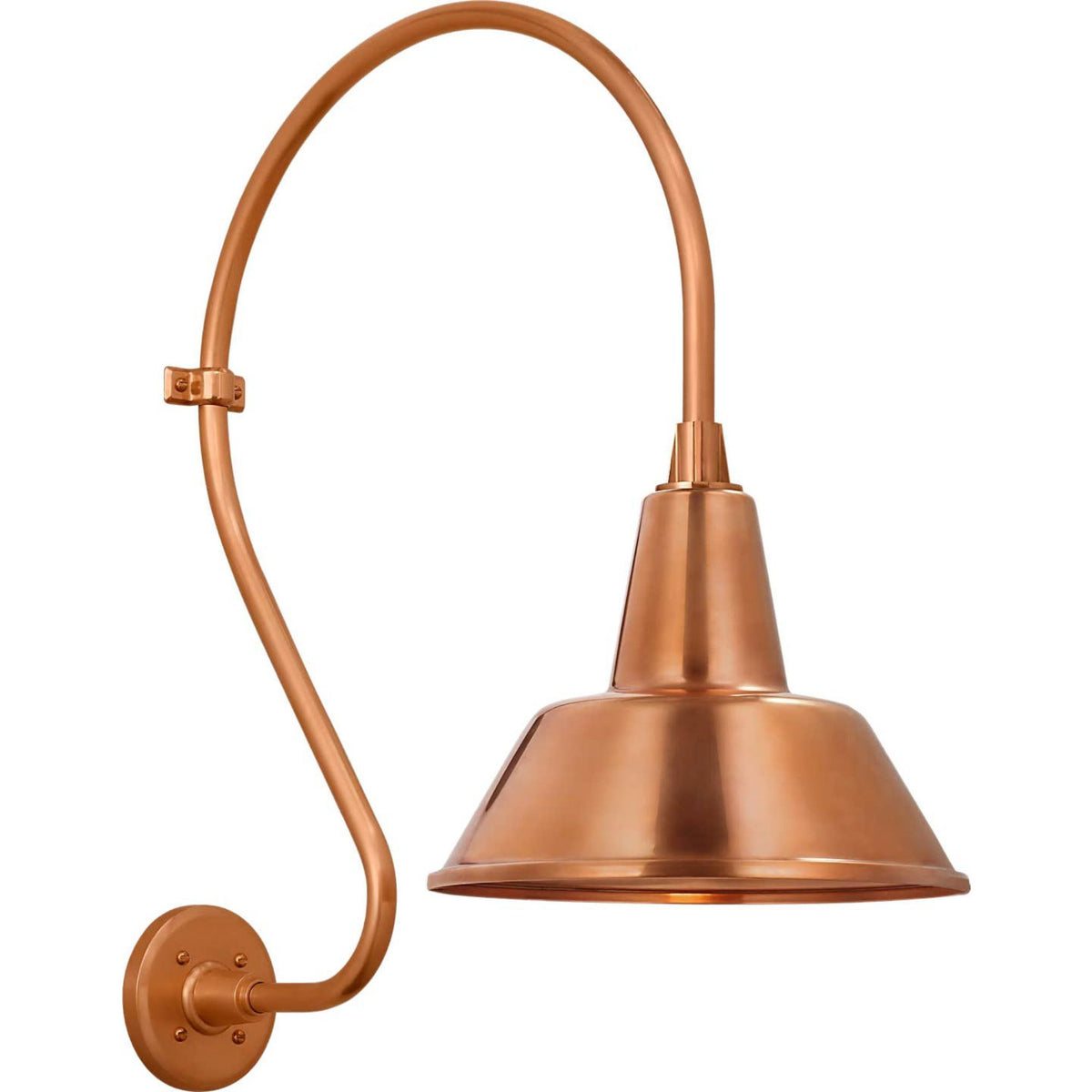 Thomas O'Brien Academy 18" Larrabee Barn Light in Soft Copper with 12.5" Bowers Shade W12.5" x H27" x E24"