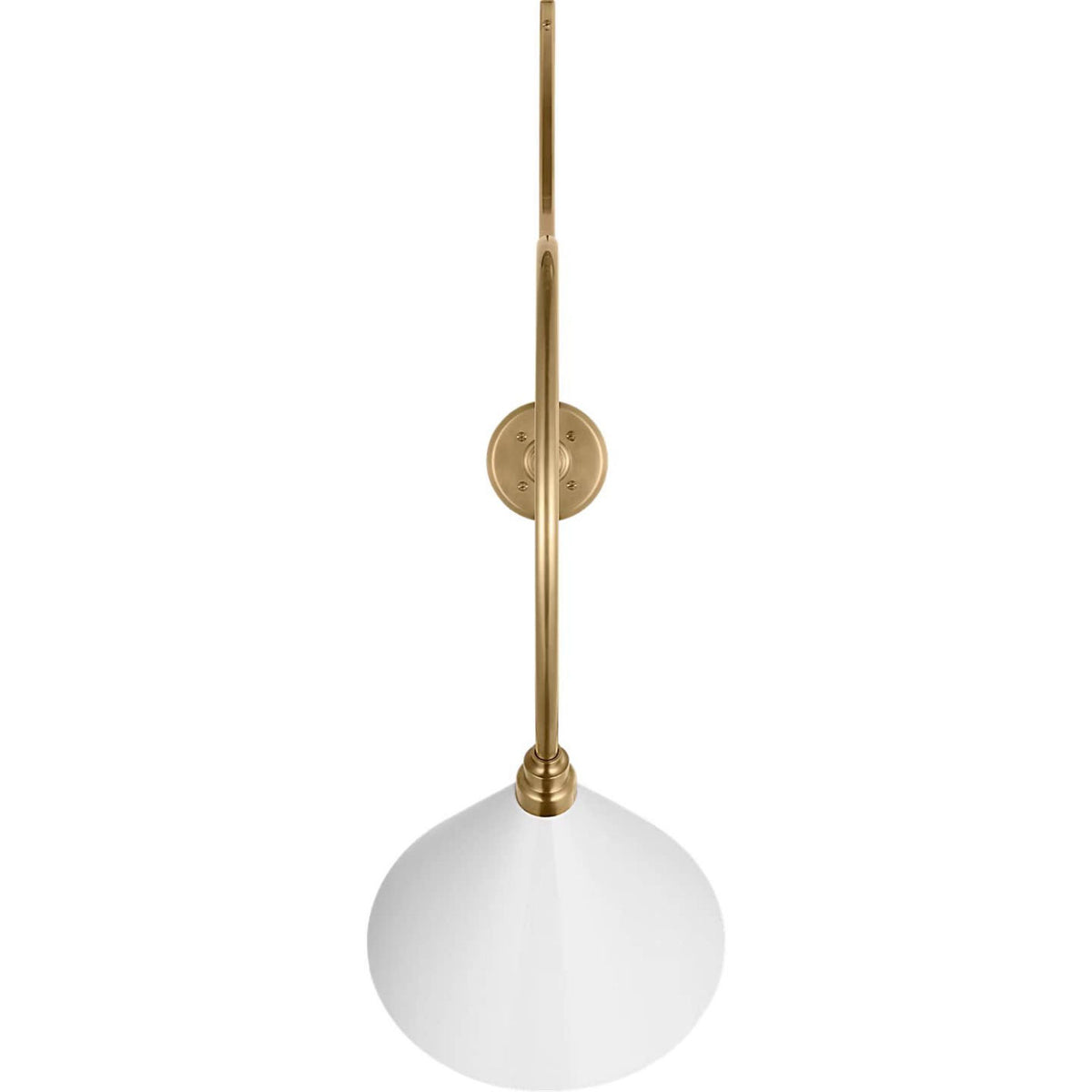 Thomas O'Brien Academy 26.5" Anchored Larrabee Barn Light in Hand-Rubbed Antique Brass with 12.5" White Conical Savannah Shade W12.5" x H38.25" x E26.5"