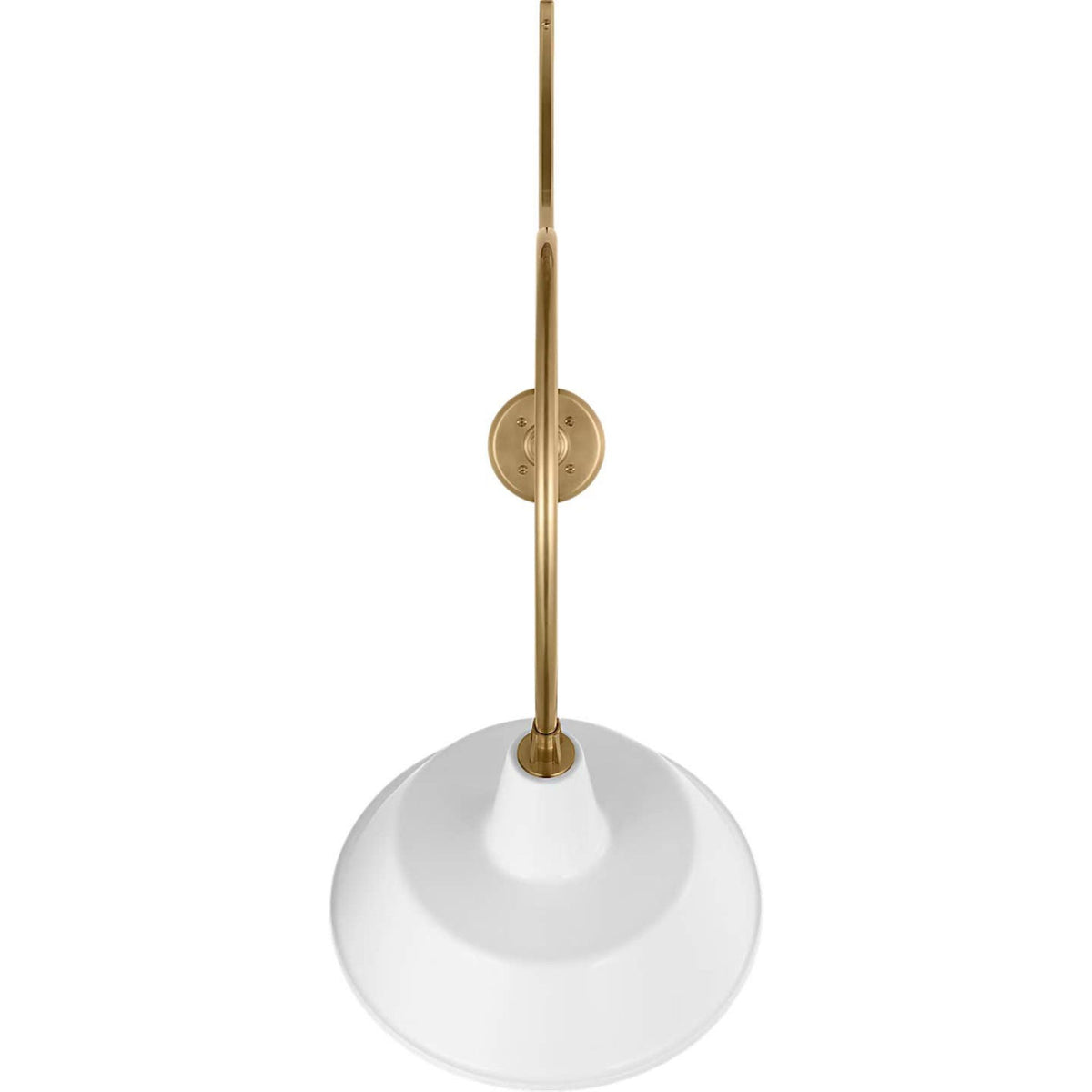 Thomas O'Brien Academy 26.5" Anchored Larrabee Barn Light in Hand-Rubbed Antique Brass with 16" White Bowers Shade W16" x H39.5" x E26.5"
