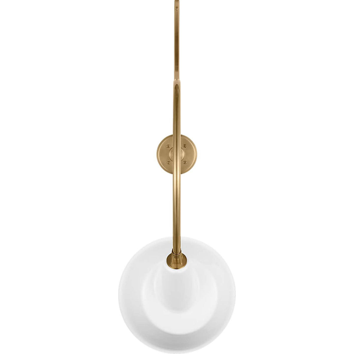 Thomas O'Brien Academy 26.5" Anchored Larrabee Barn Light in Hand-Rubbed Antique Brass with 12.5" White Tilted Bowers Shade W12.5" x H38.25" x E26.5"