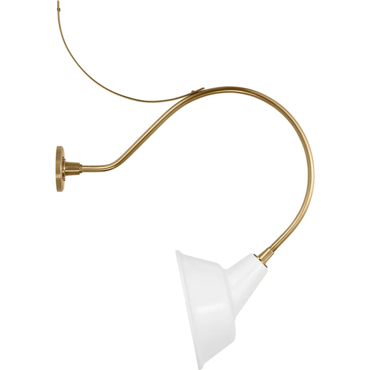 Thomas O'Brien Academy 26.5" Anchored Larrabee Barn Light in Hand-Rubbed Antique Brass with 12.5" White Tilted Bowers Shade W12.5" x H38.25" x E26.5"