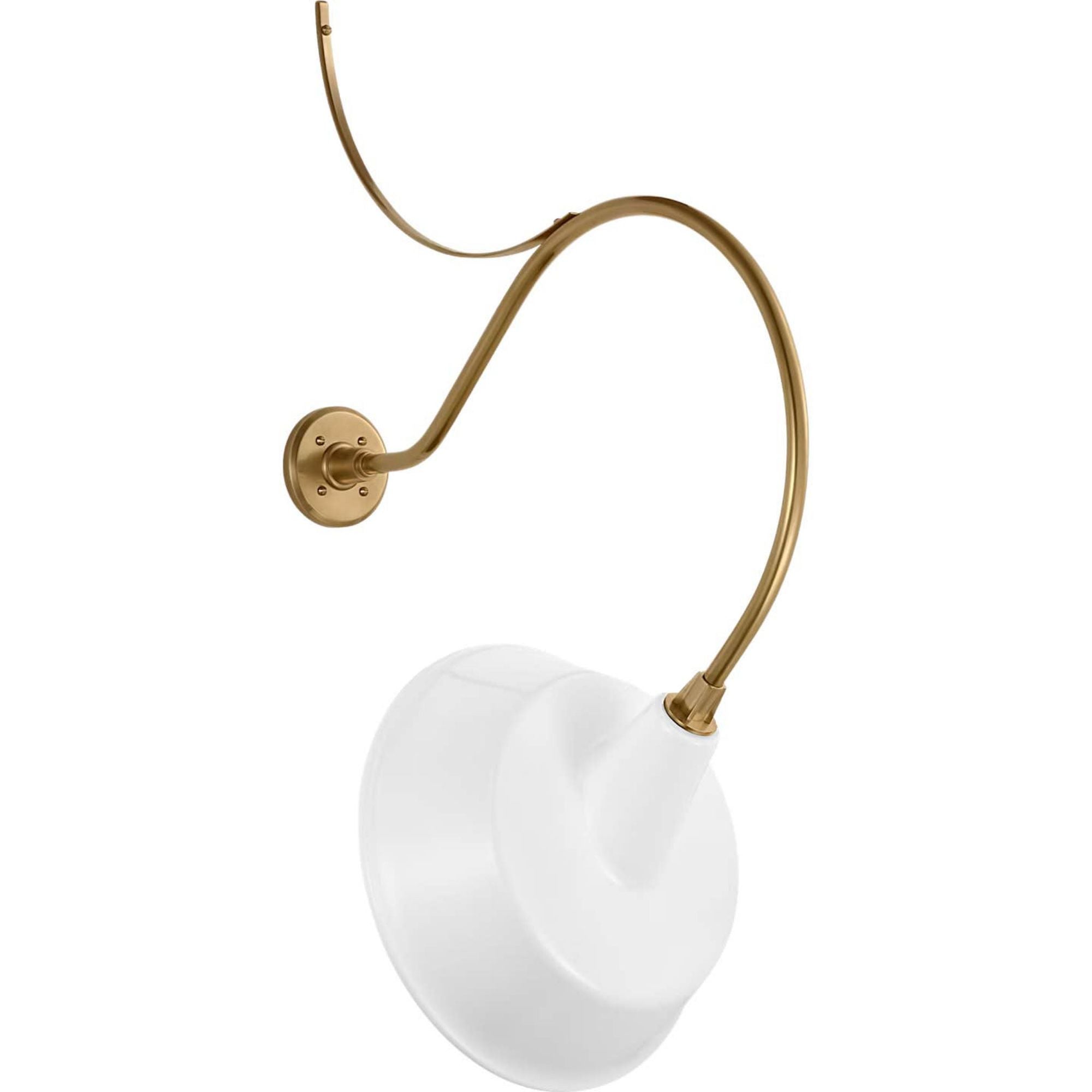 Thomas O'Brien Academy 26.5" Anchored Larrabee Barn Light in Hand-Rubbed Antique Brass with 16" White Tilted Bowers Shade W16" x H40" x E26.5"