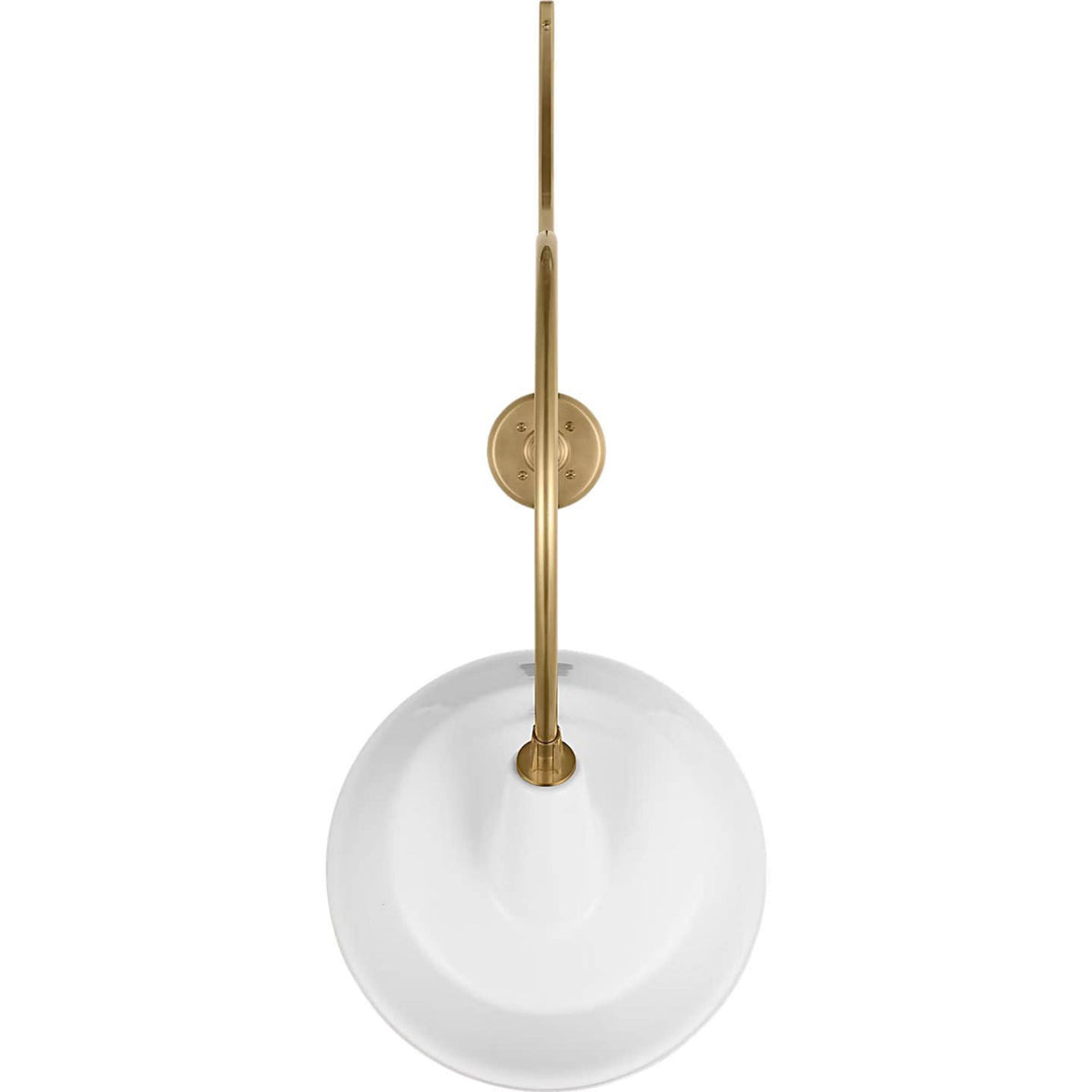 Thomas O'Brien Academy 26.5" Anchored Larrabee Barn Light in Hand-Rubbed Antique Brass with 16" White Tilted Bowers Shade W16" x H40" x E26.5"