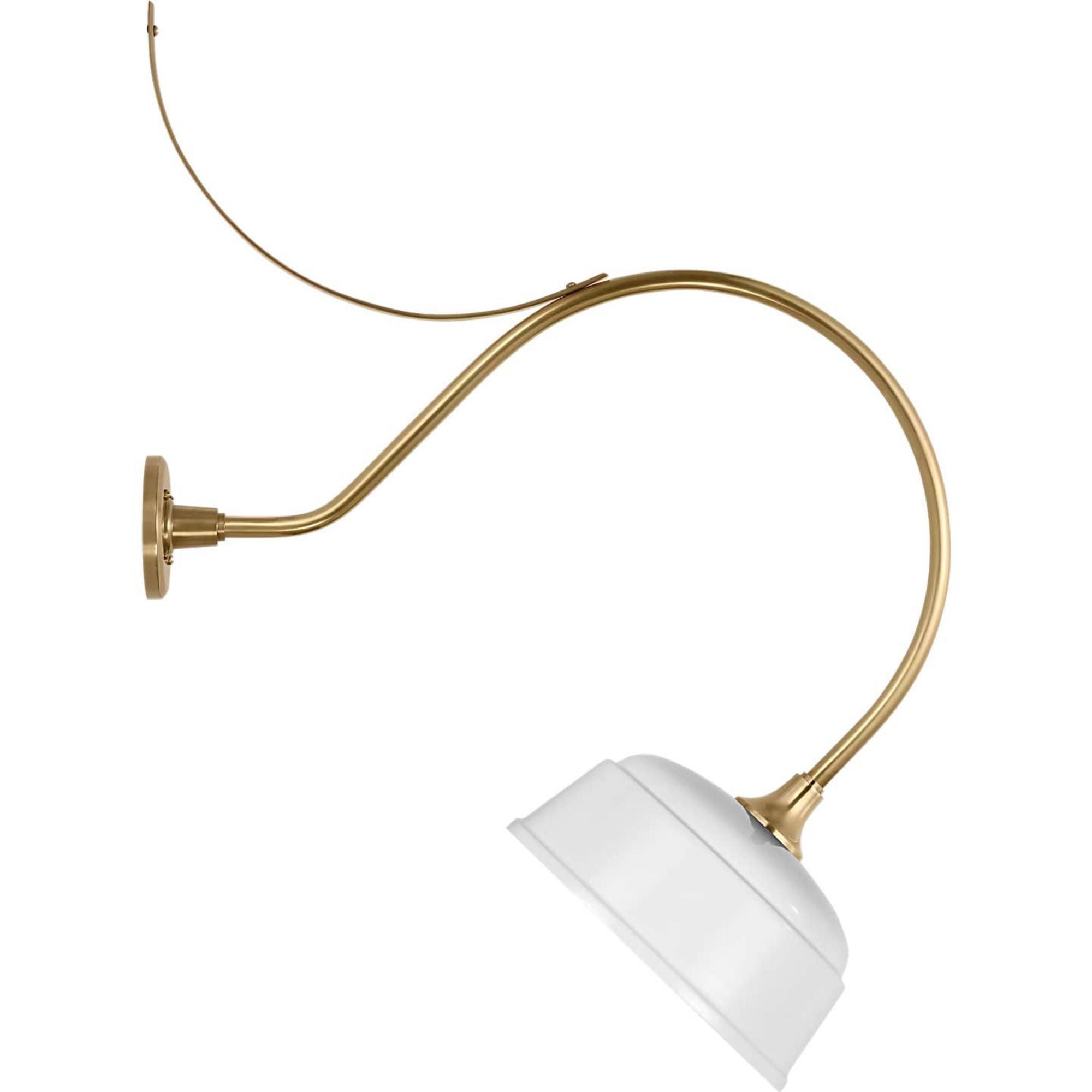 Thomas O'Brien Academy 26.5" Anchored Larrabee Barn Light in Hand-Rubbed Antique Brass with 12.5" White Rockhouse Shade W12.5" x H36.5" x E26.5"