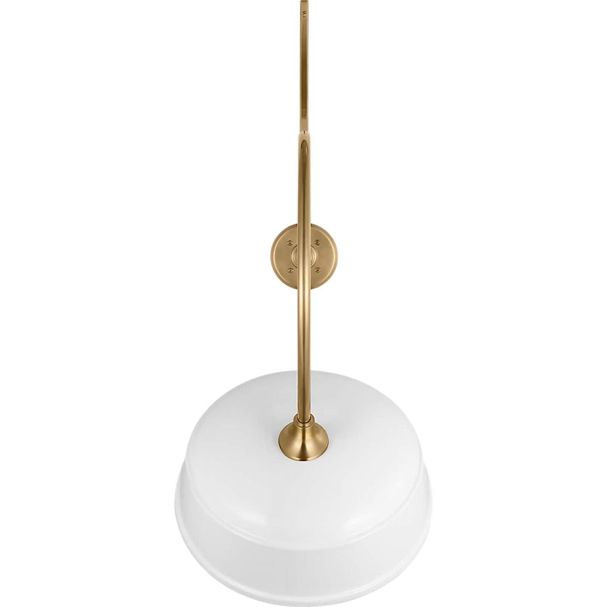 Thomas O'Brien Academy 26.5" Anchored Larrabee Barn Light in Hand-Rubbed Antique Brass with 16" White Rockhouse Shade W16" x H37.75" x E26.5"