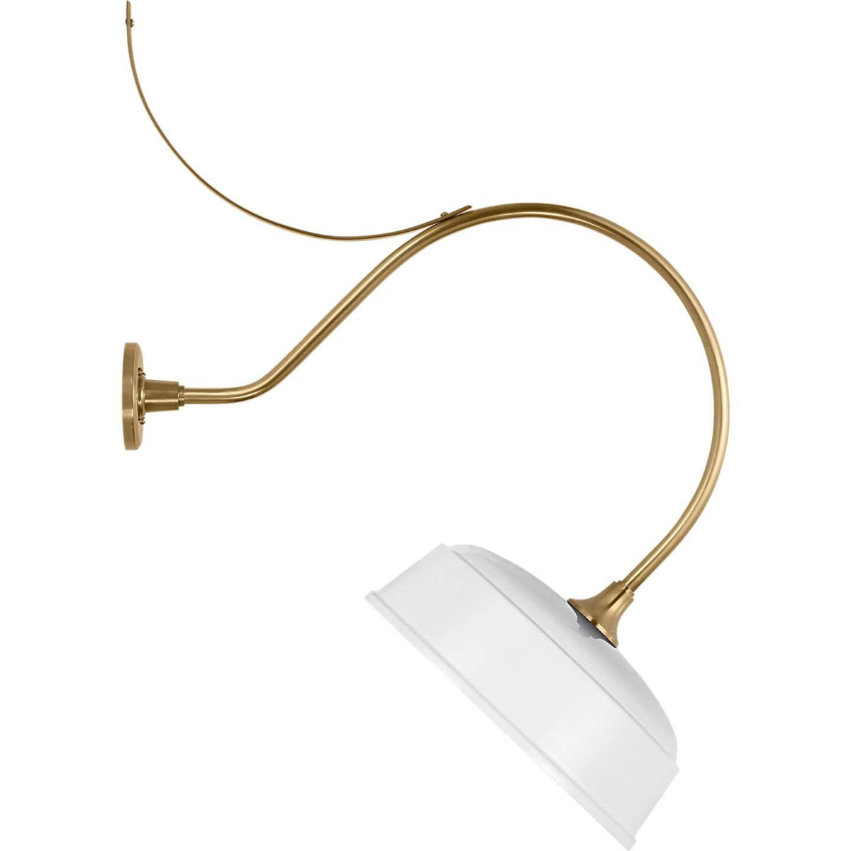 Thomas O'Brien Academy 26.5" Anchored Larrabee Barn Light in Hand-Rubbed Antique Brass with 16" White Rockhouse Shade W16" x H37.75" x E26.5"