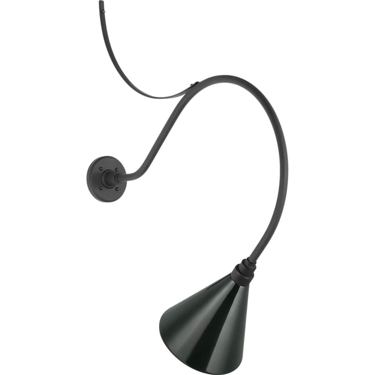 Thomas O'Brien Academy 26.5" Anchored Larrabee Barn Light in Matte Black with 9" Green Conical Savannah Shade W9" x H37" x E26.5"